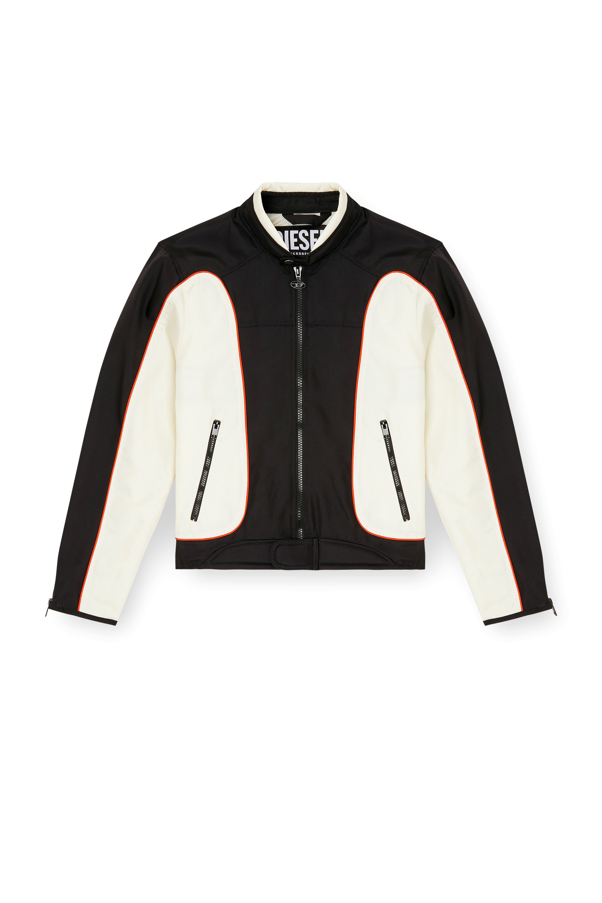 Diesel - J-BLINK-A, Male's Colour-block biker jacket with piping in ホワイト/ブラック - 2