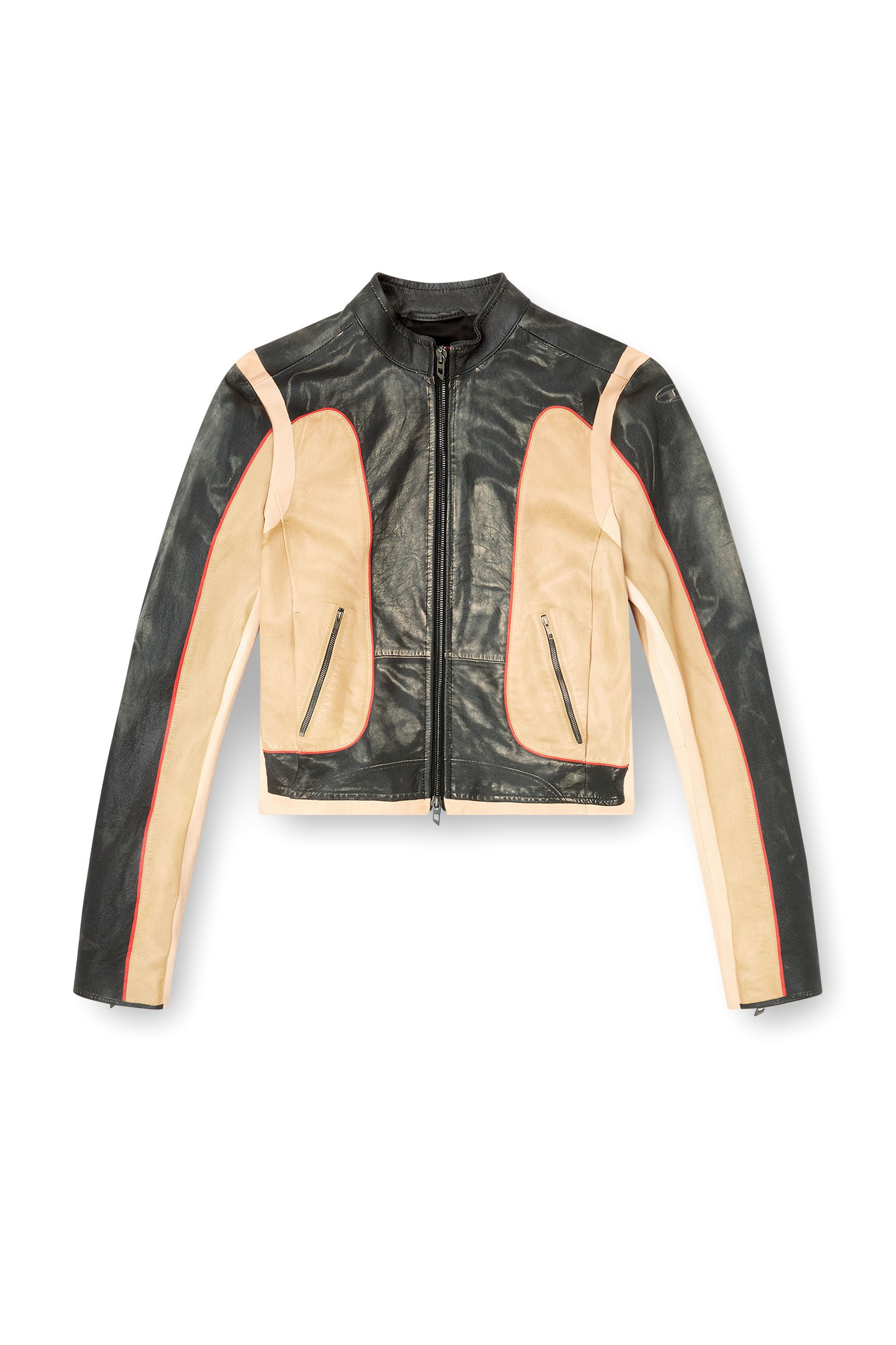 Diesel - L-OONIE, Female's レザージャケット in ベージュ/ブラック - 2