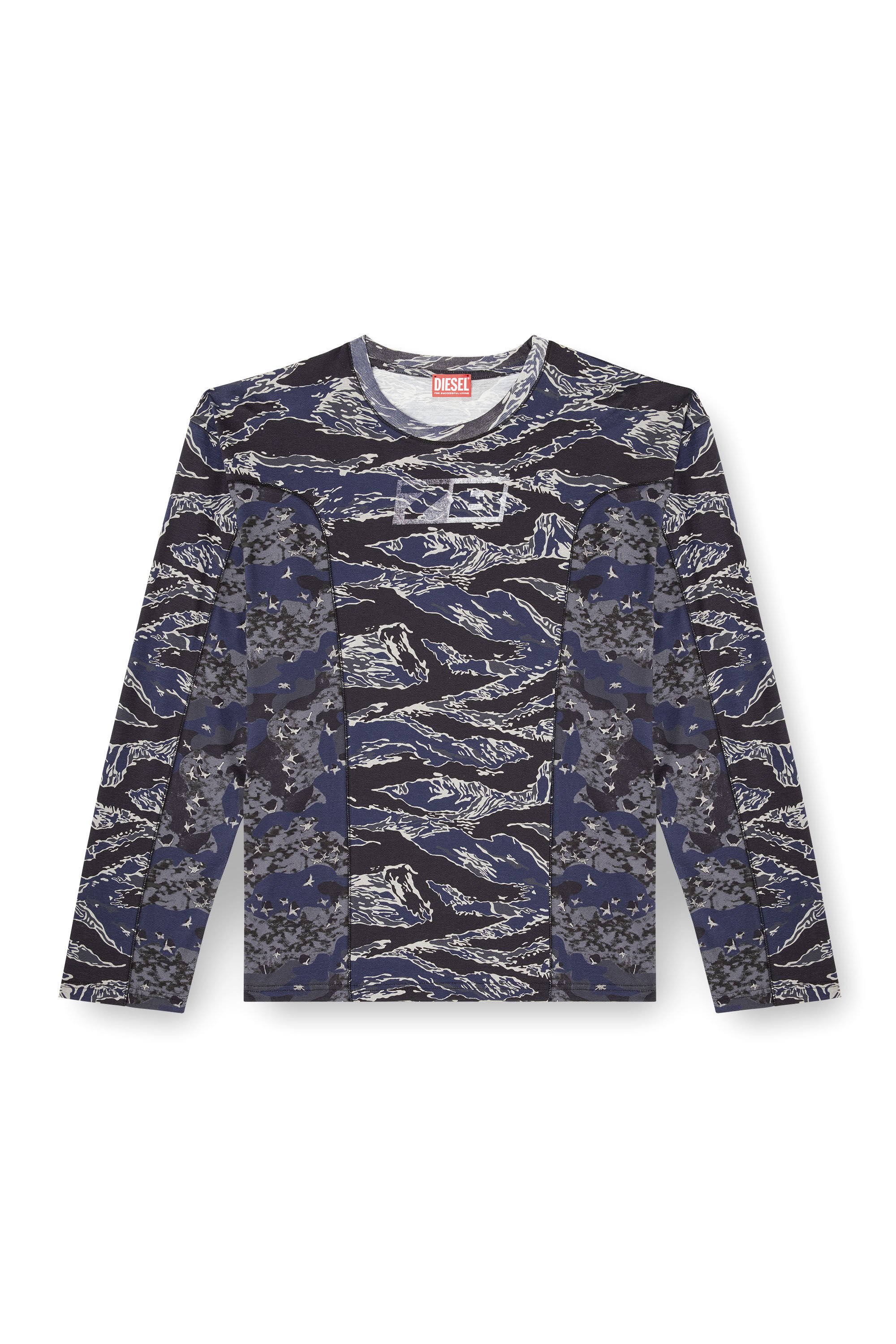 Diesel - T-BOXT-LS-CURT, Male's Long-sleeve T-shirt with mixed camo prints in null - 2