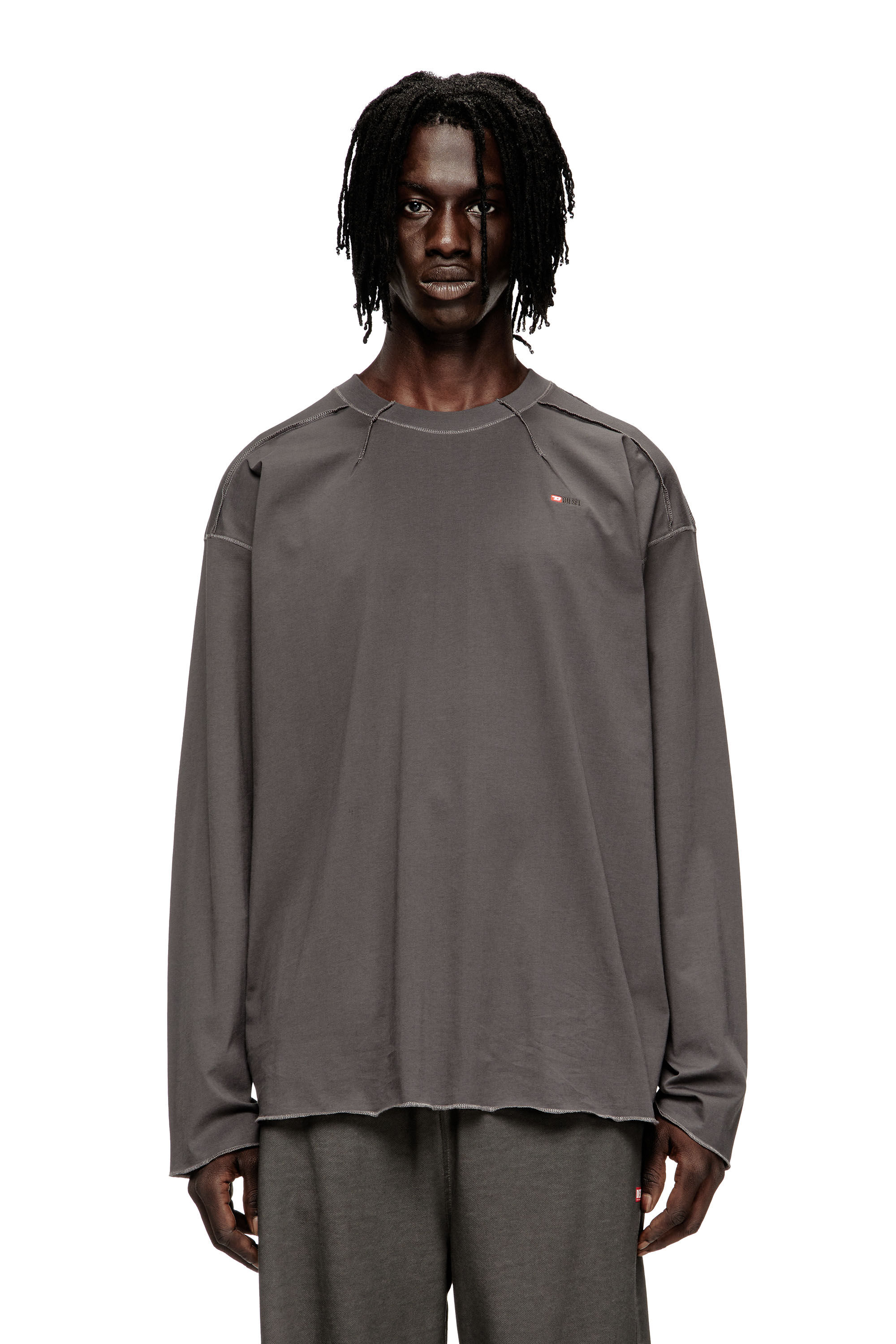 Diesel - T-CRAHOR-BOXT-LS-T1, Male's 長袖Tシャツ in グレー - 3