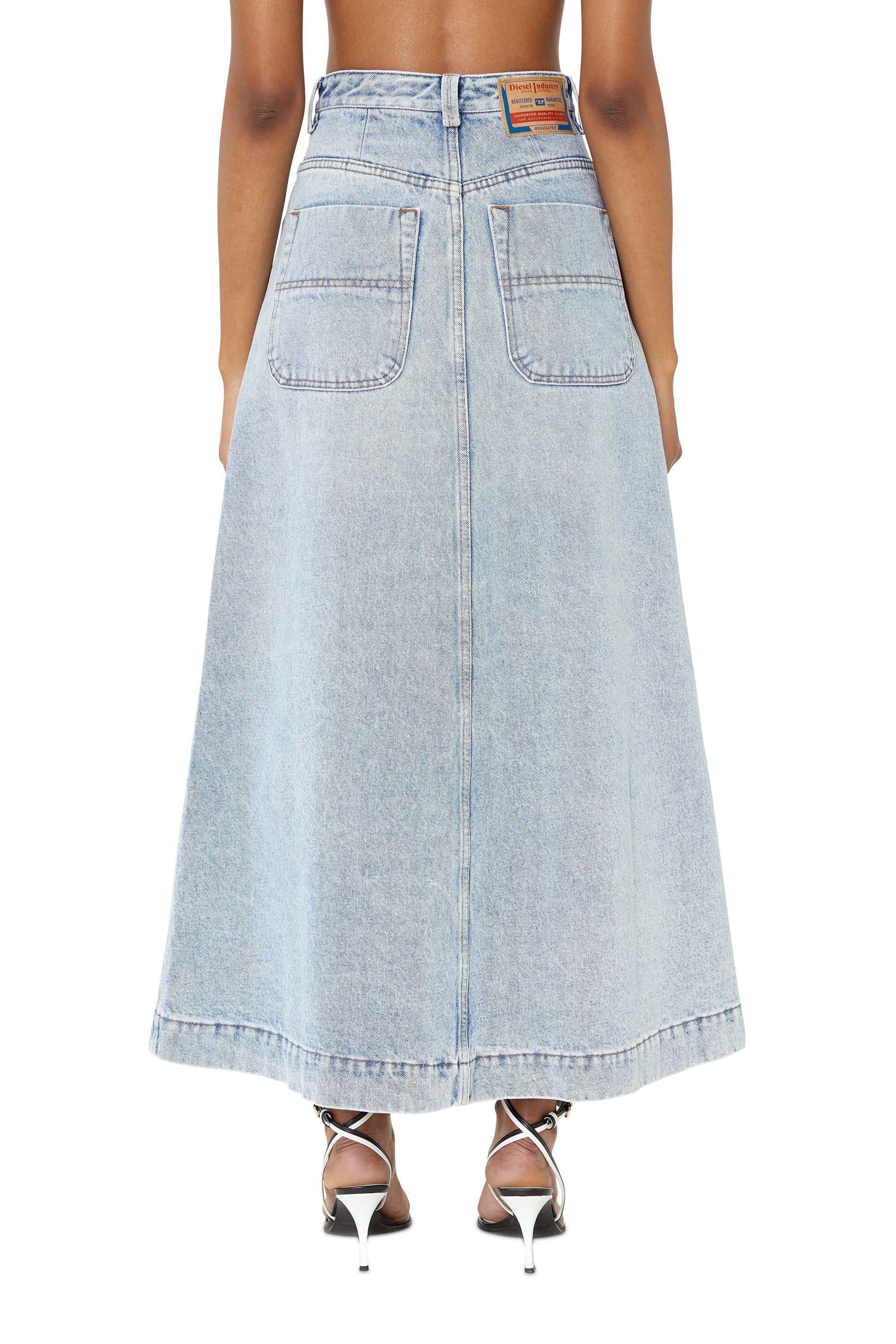 DE-ALBUS-L A-LINE LONG SKIRT SS23 マキシ ロング スカート ブルーデニム Aライン｜ブルー｜ウィメンズ｜DIESEL