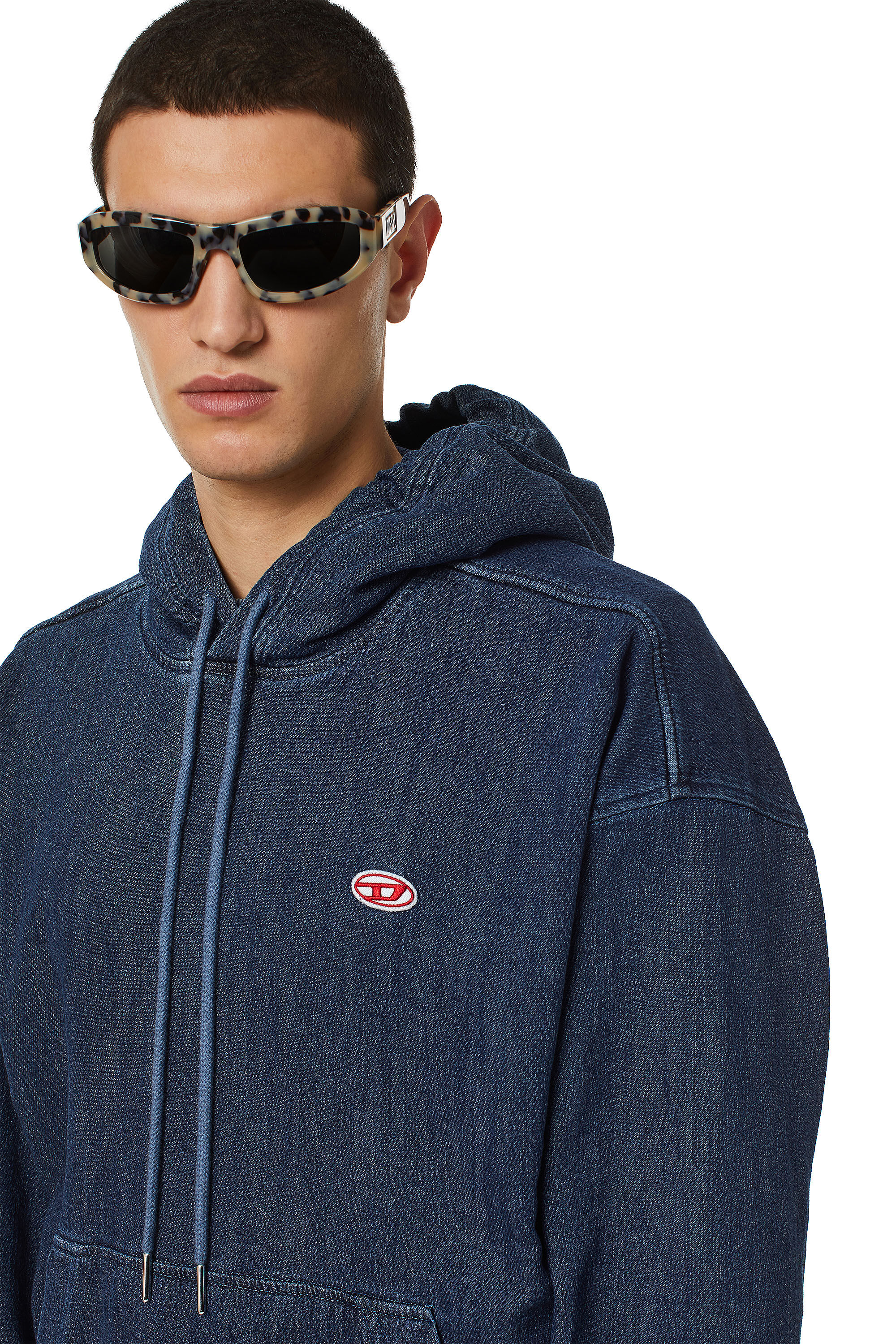 Diesel - D-UM-RIB TRACK DENIM HOODIE,  - Image 4