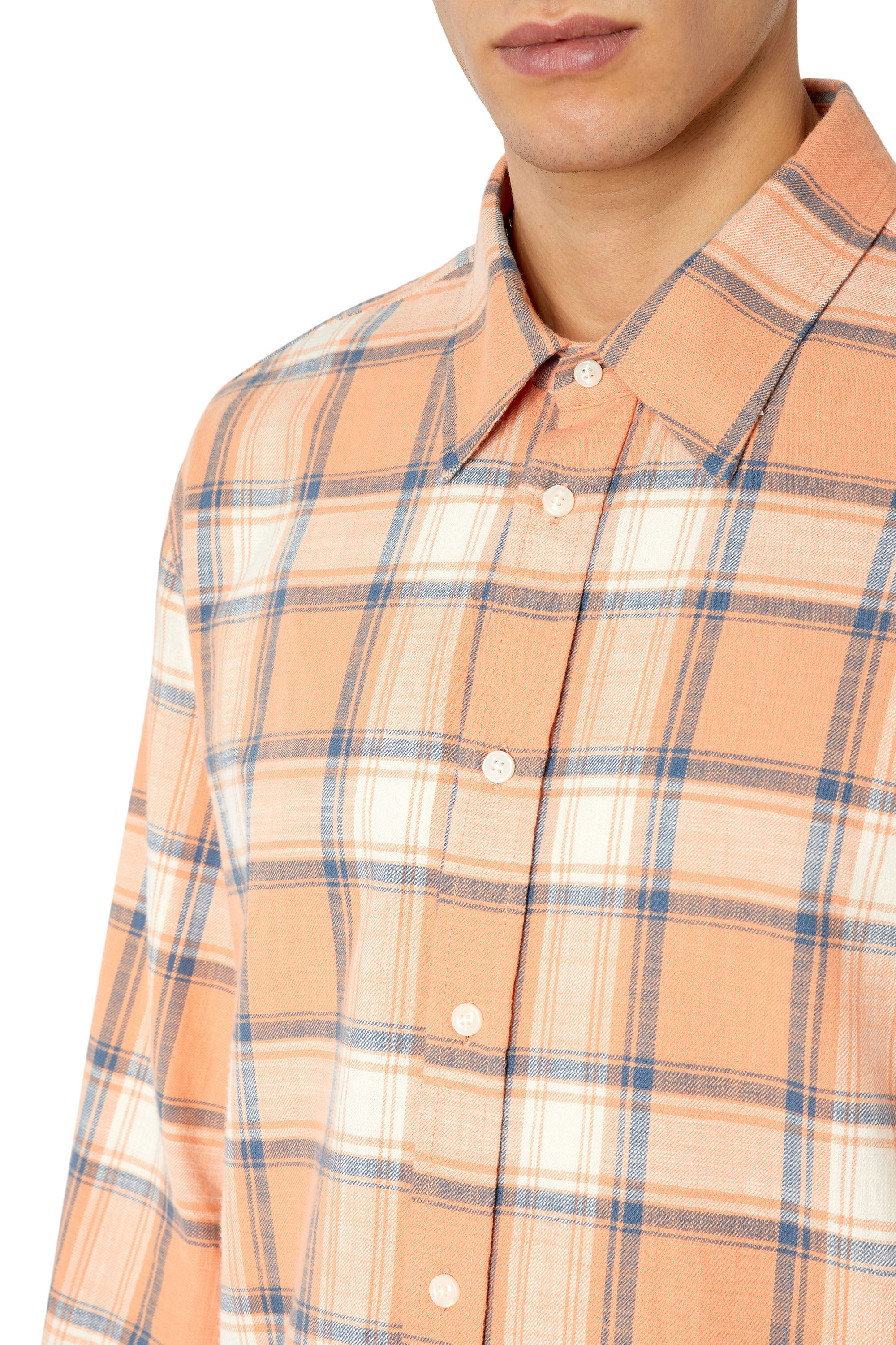 Diesel - S-UMBE-CHECK-N, Male's シャツ チェック in ピンク/ホワイト - 4