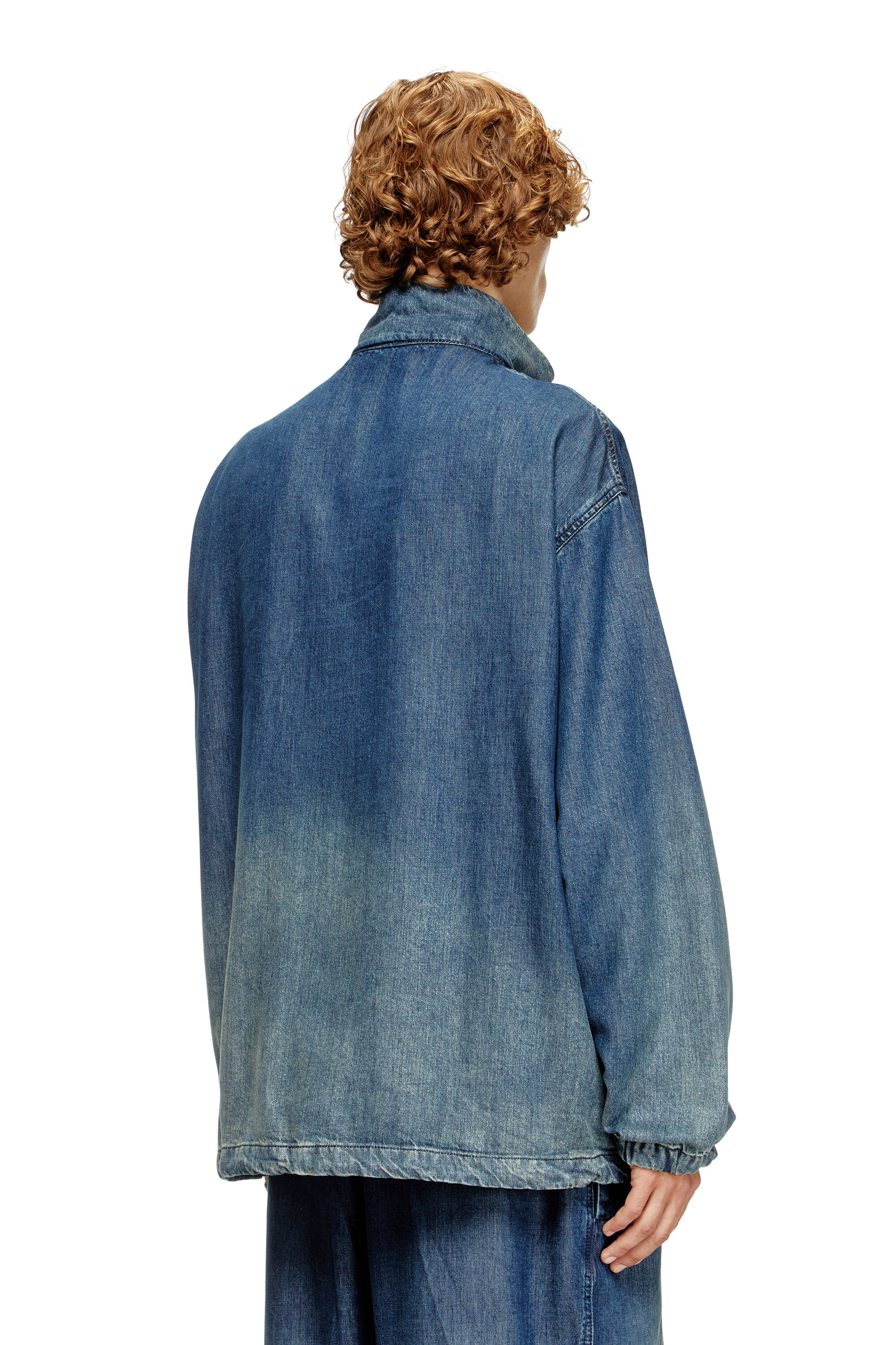 Diesel - D-KRAP-S6, Male's Zipped jacket in fluid denim in ダークブルー - 5