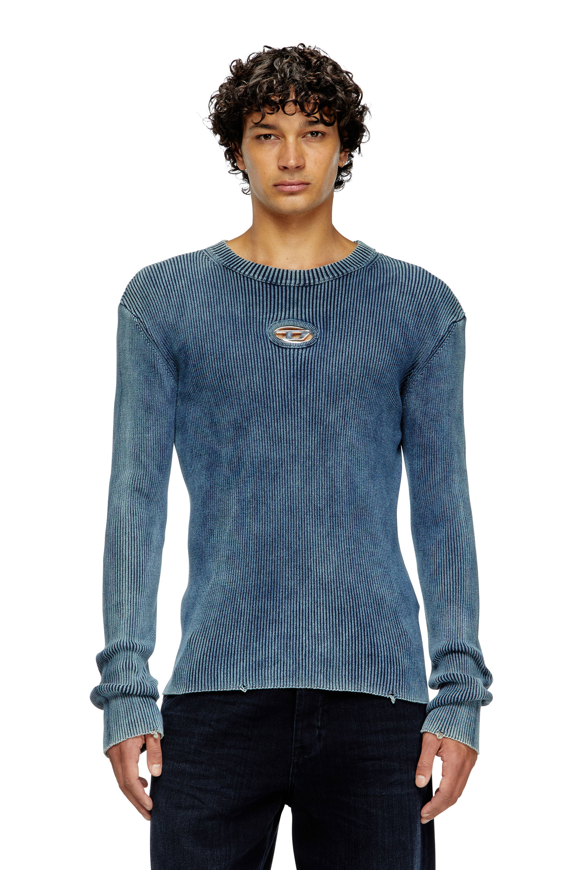 スーパーセール 目玉商品 K-DARIN-D Distressed jumper with cut-out logo｜ブルー パンツ