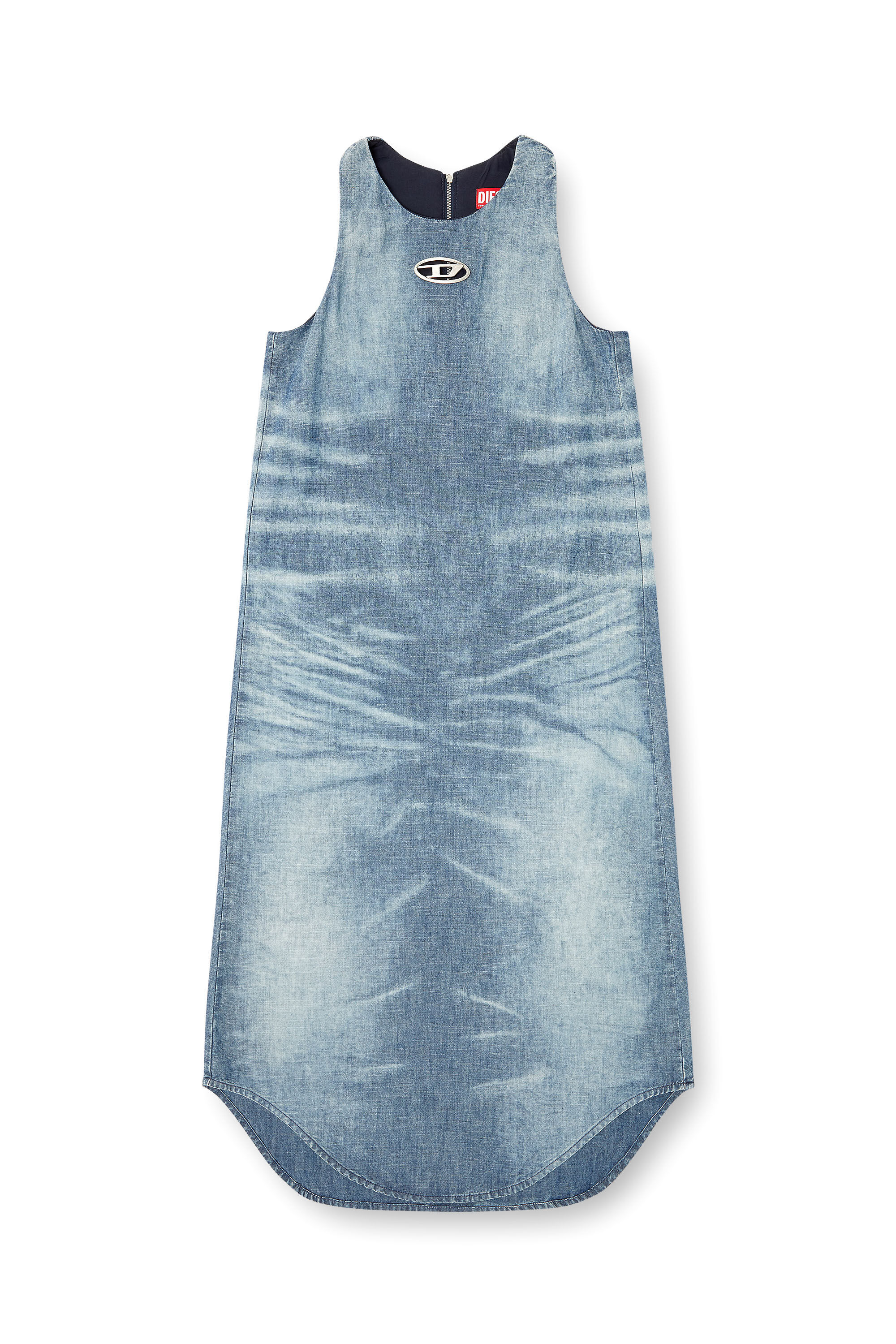 Diesel - DE-LINA-S, Female's Long dress in marbled denim in ライトブルー - 2