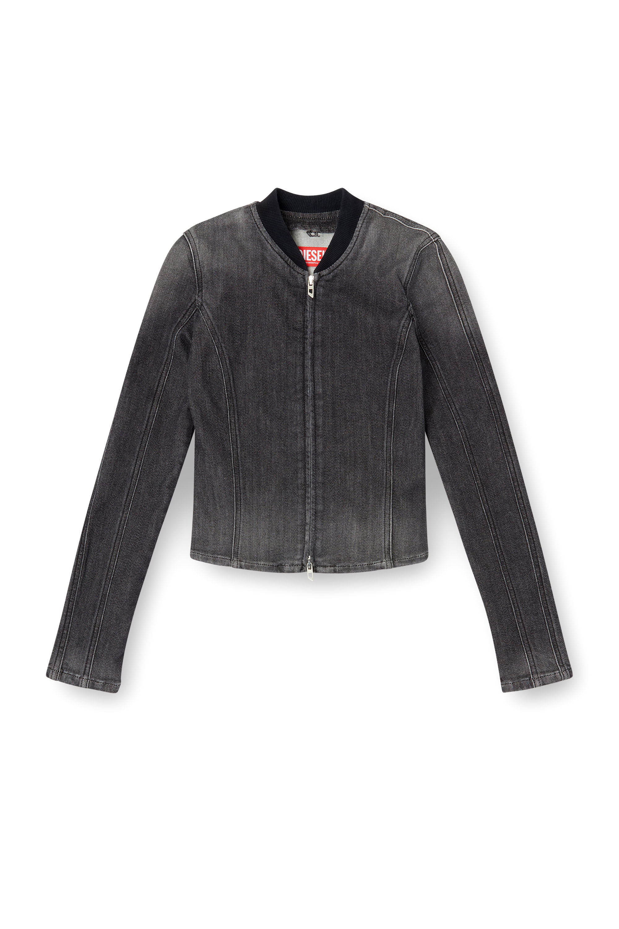 Diesel - DE-GARY-D JOGG, Female's Cropped jacket in monochrome denim in ブラック - 2