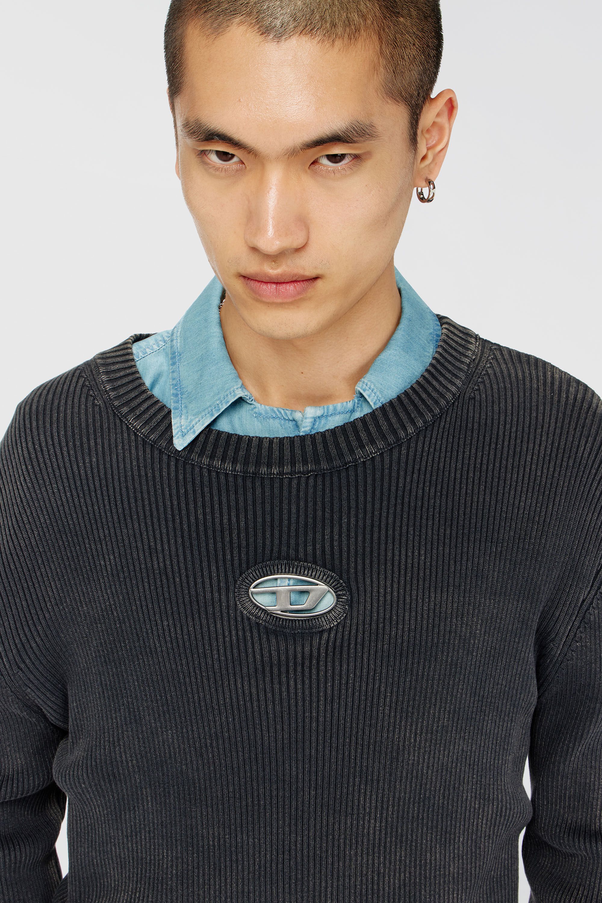 Diesel - K-DARREN-D, Male's プルオーバーニット in グレー - 4