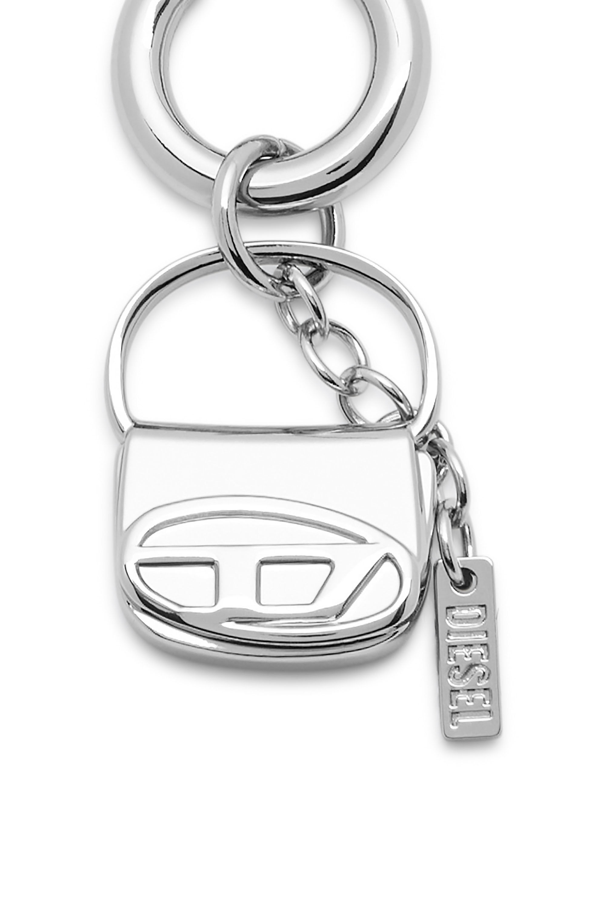 DIESEL キーホルダー シルバー メタル CHARM-1DR Metal charm with mini 1DR charm｜シルバー｜ウィメンズ