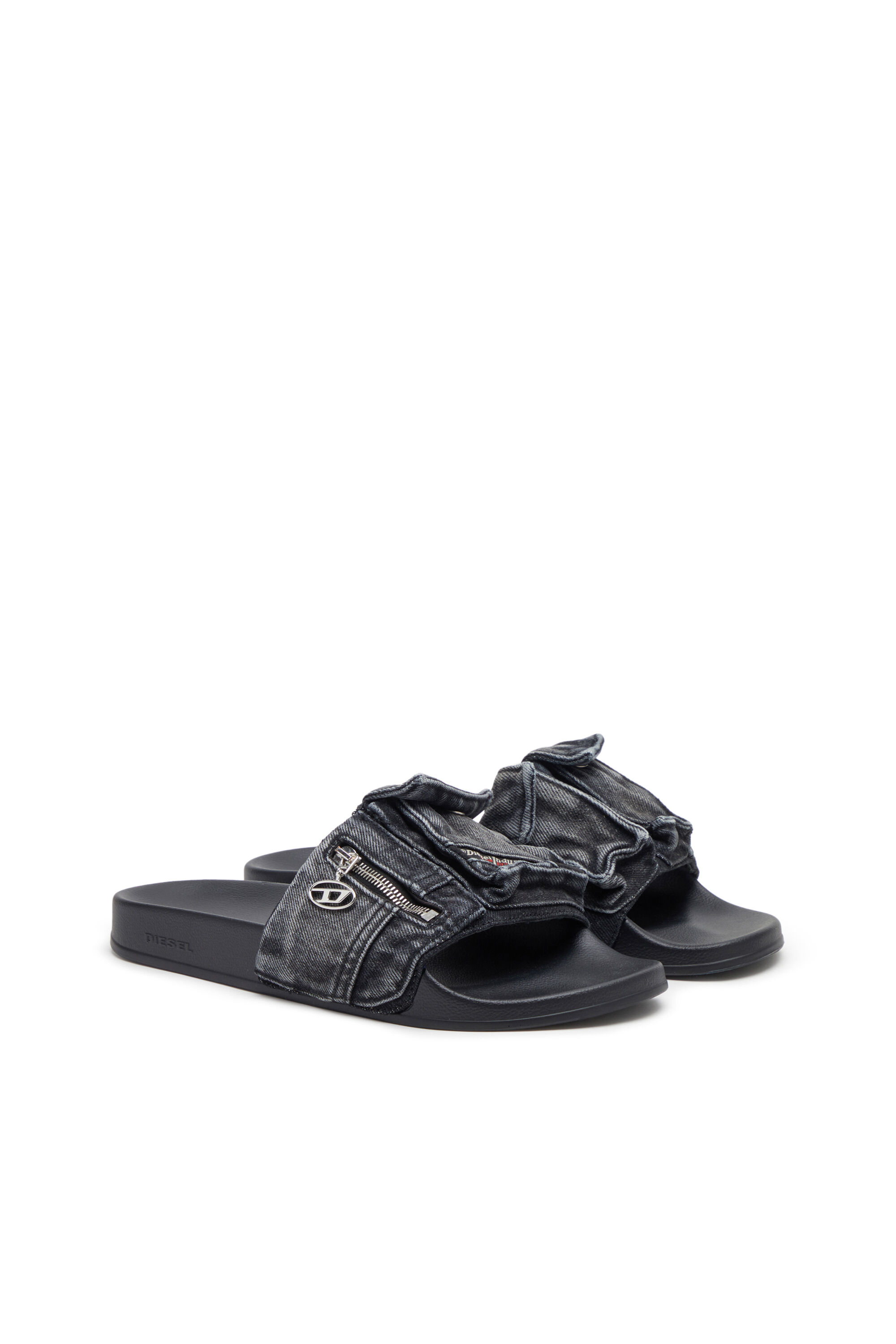 Diesel - SA-MAYEMI PK, Male's PU デニム フラットサンダル - Sa-Mayemi PK in ブラック - 2