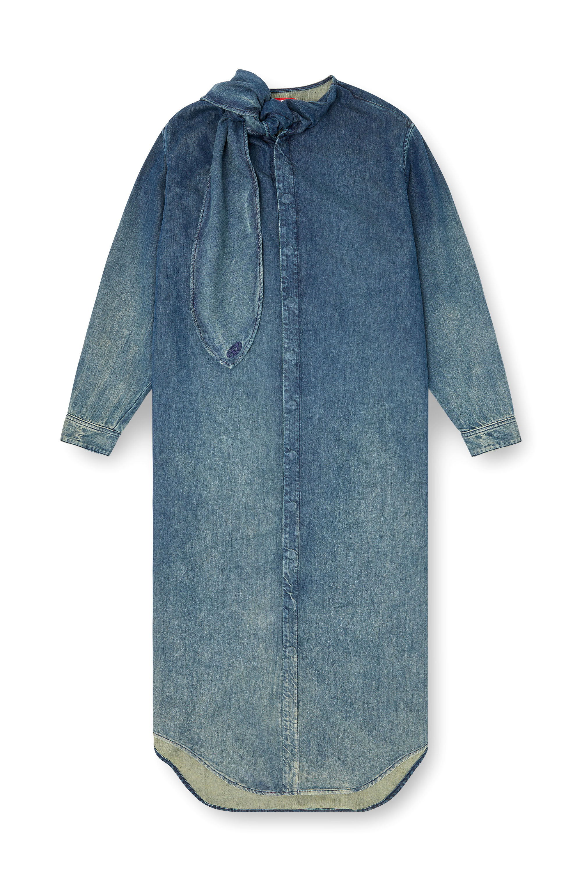 DE-BARBARA-S Long shirt dress in fluid denim｜ブルー｜ウィメンズ