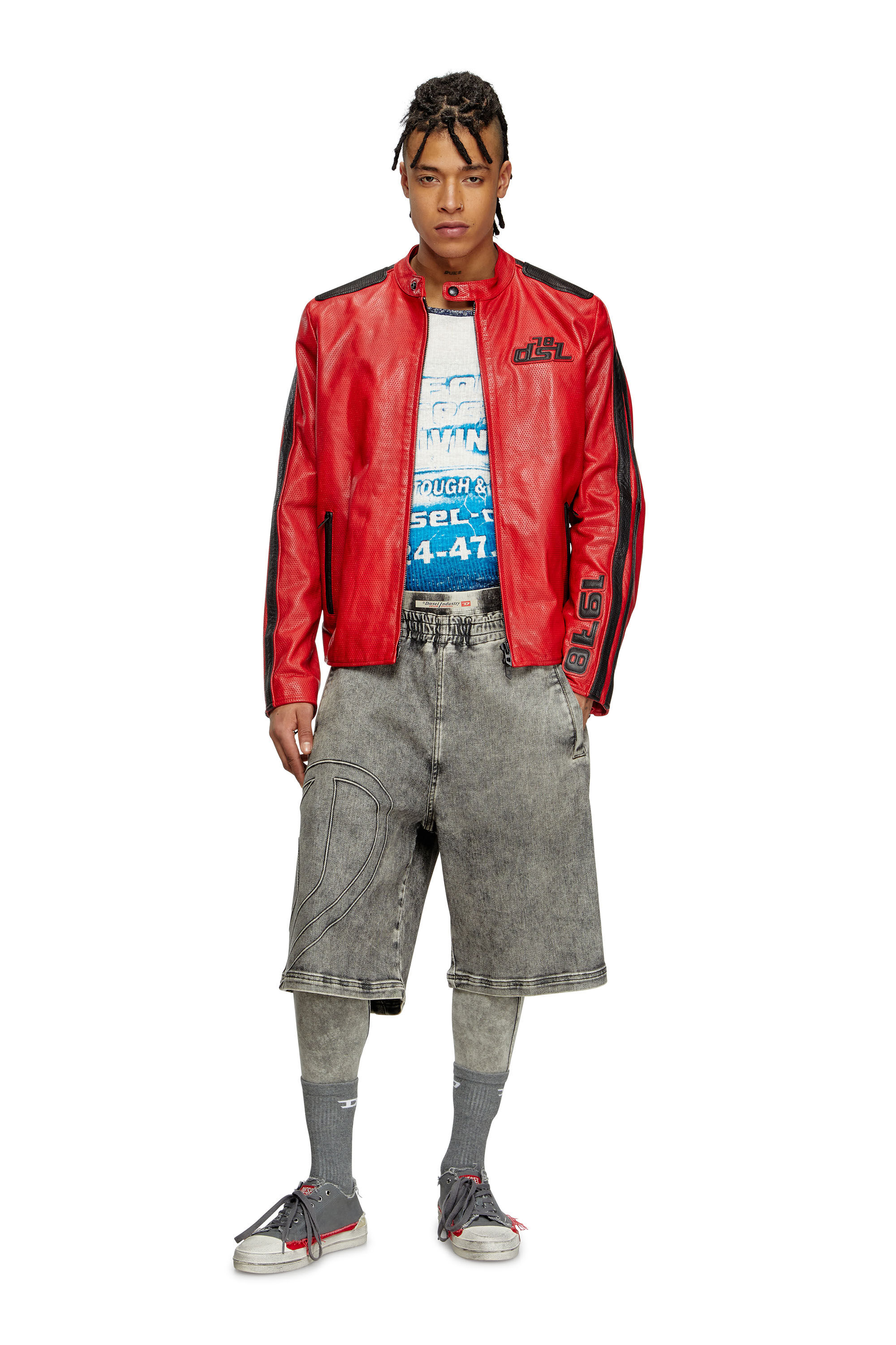 Diesel - S-D-VERSE LOW, Male's S-D-Verse-Dirty-effect canvas sneakers in グレー - 1