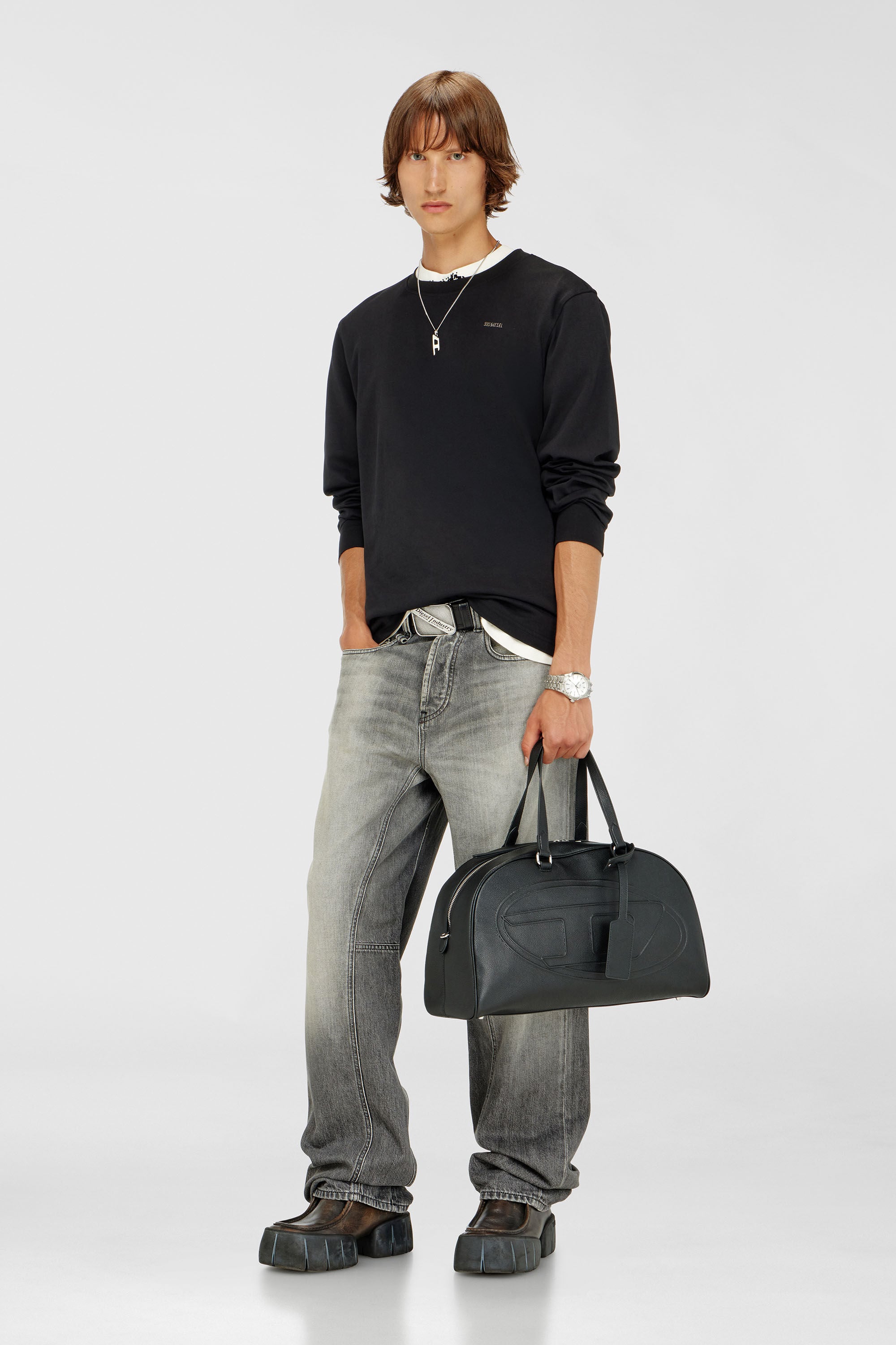 Diesel - T-MIEGOR-LS-MET, Male's 長袖Tシャツ in ブラック - 1