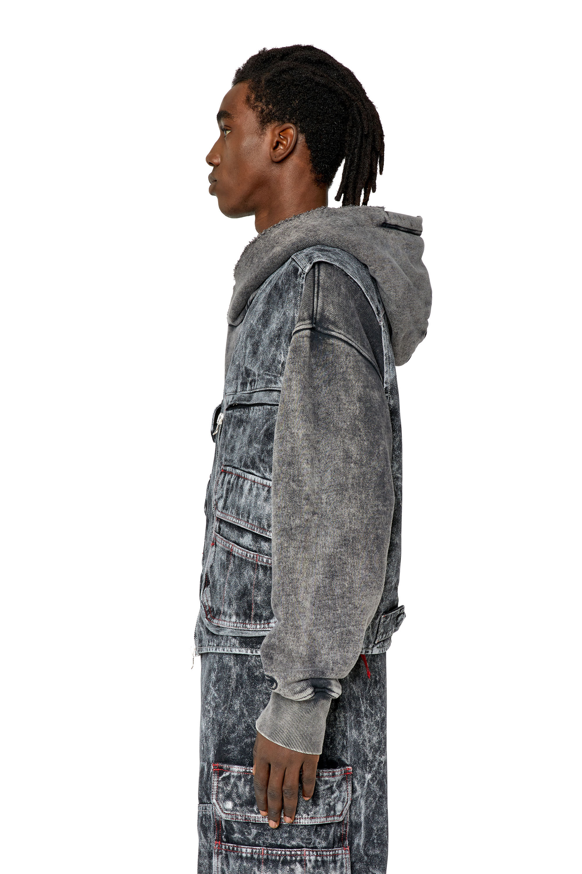 Diesel - D-SAMP, Male's デニム ベスト ポケットディテール in ブラック/ダークグレー - 6