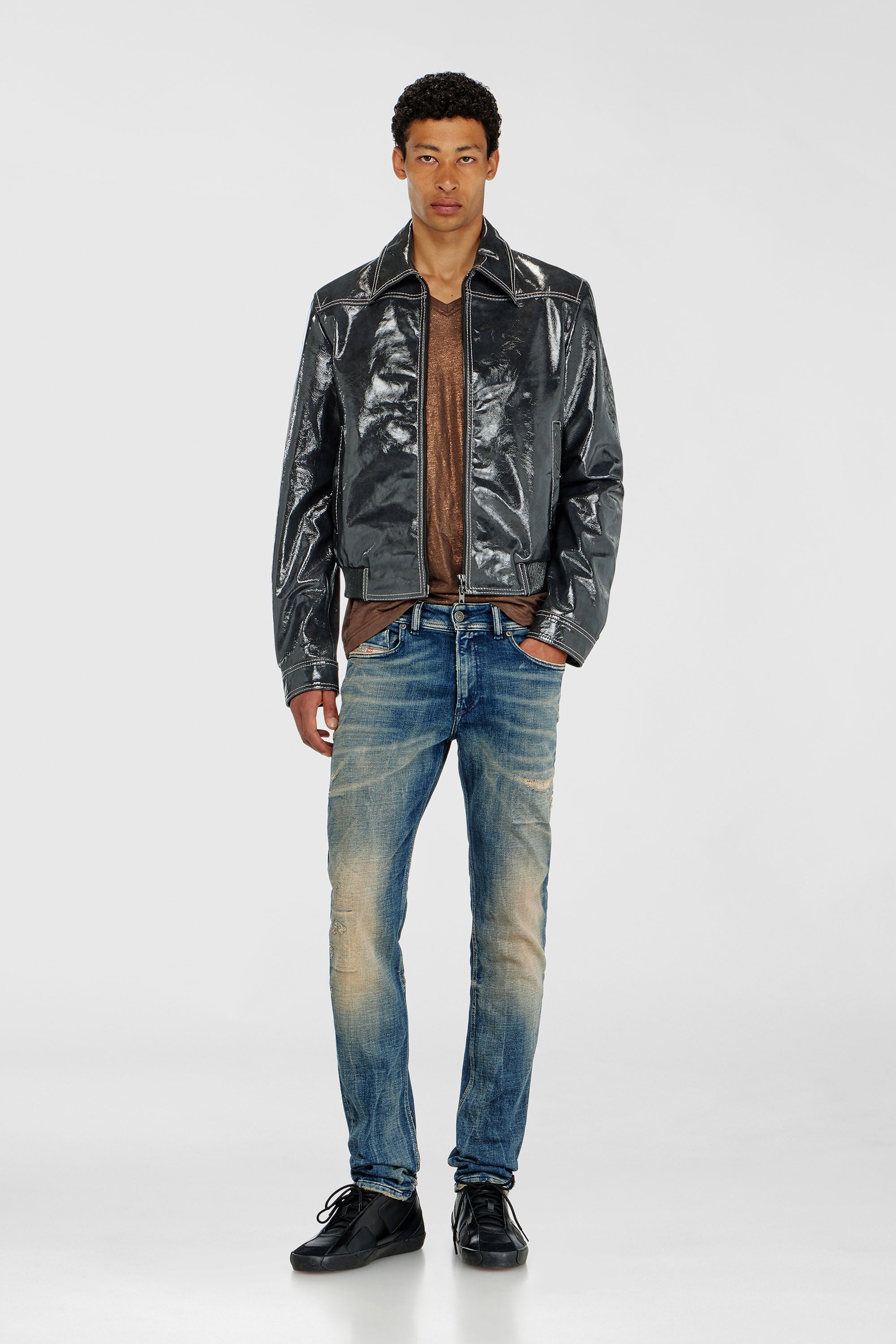 Diesel - L-ADDI, Male's レザージャケット in ダークグレー - 1
