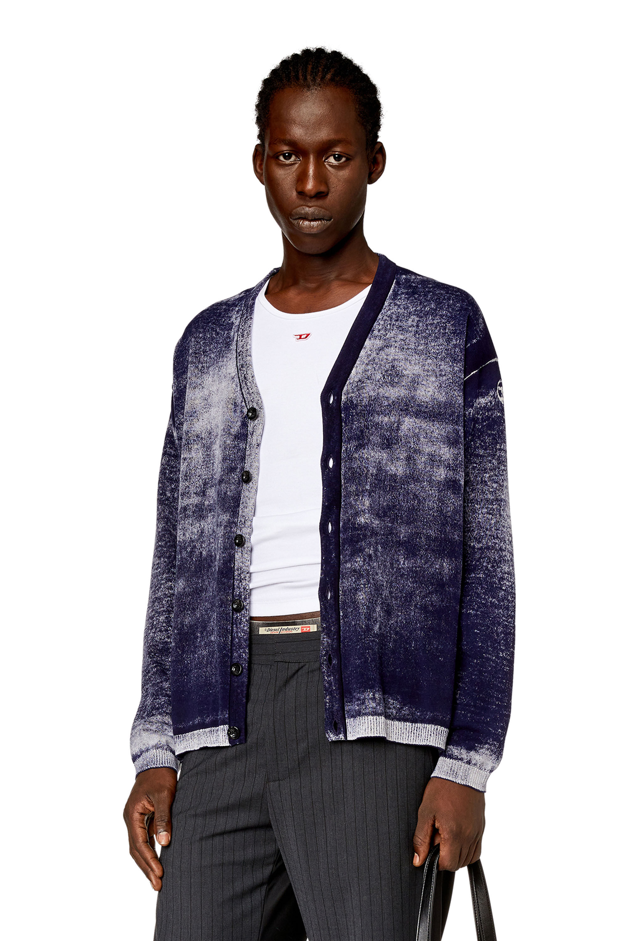 K-LARENCE-CARDIGAN-B ニット カーディガン｜ブルー｜メンズ｜ダーク 