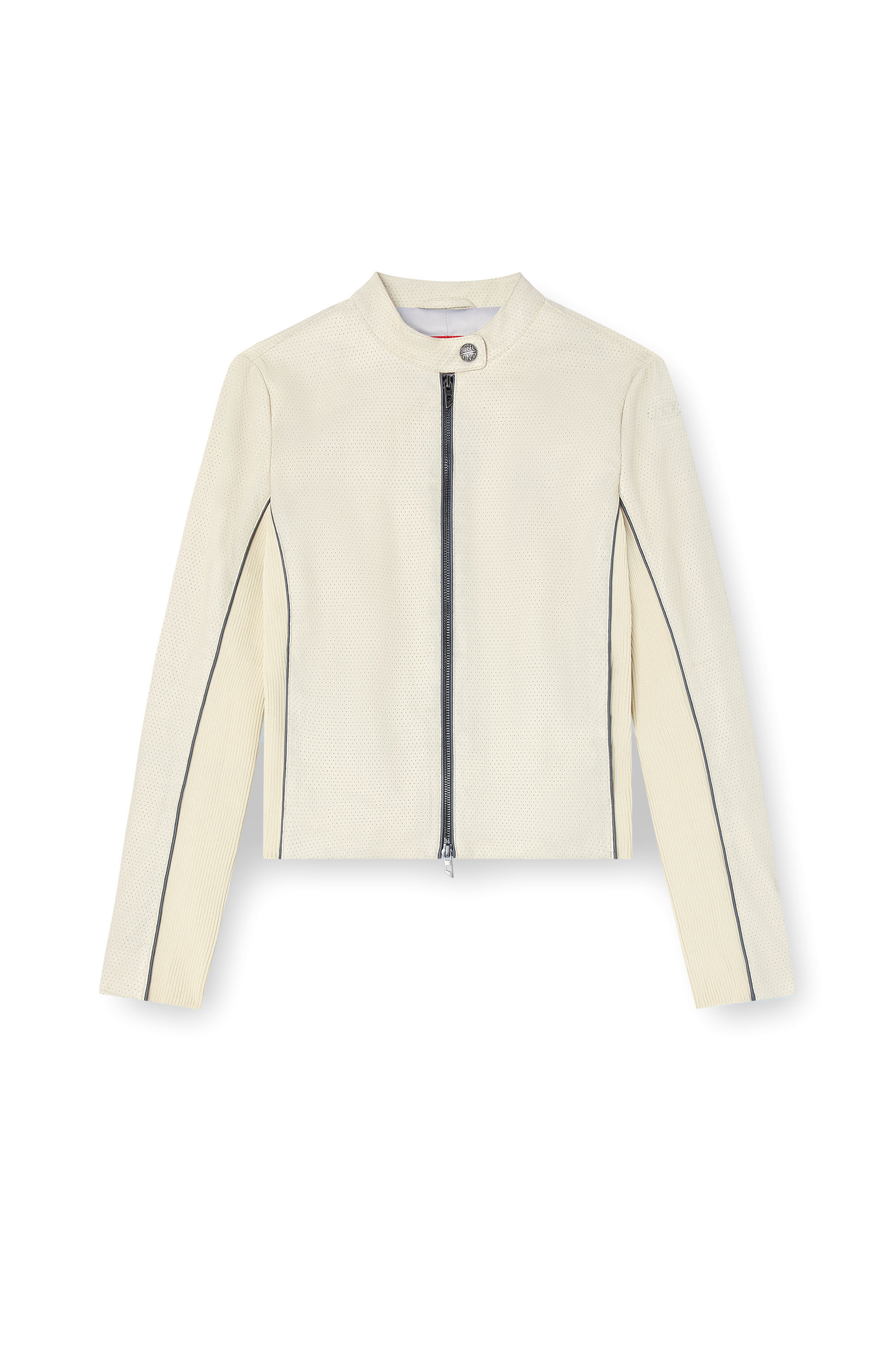 Diesel - L-IBRA, Female's Biker jacket in perforated stretch leather in ホワイト - 2
