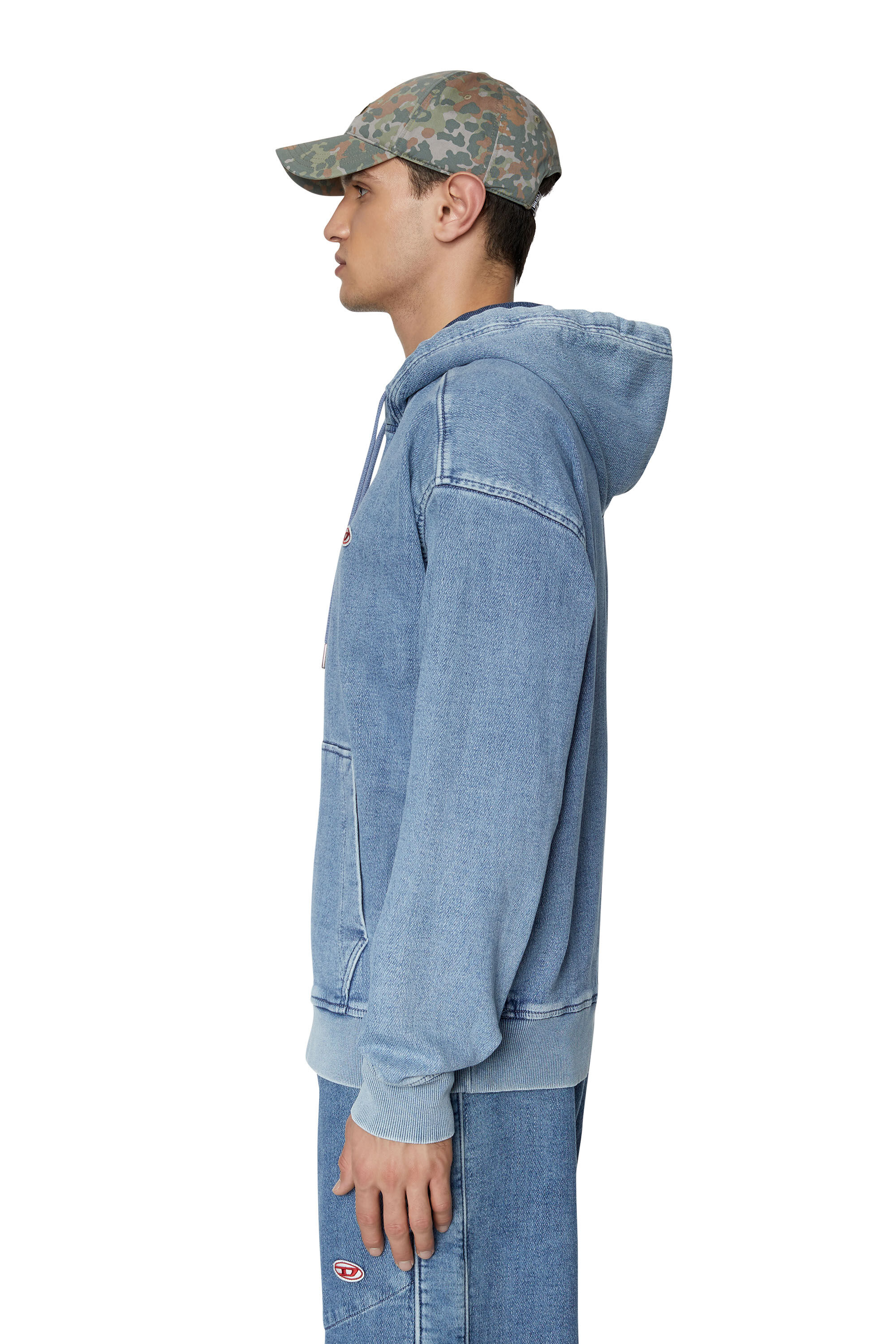 Diesel - D-UM-RIB TRACK DENIM HOODIE, ライトブルー - Image 6