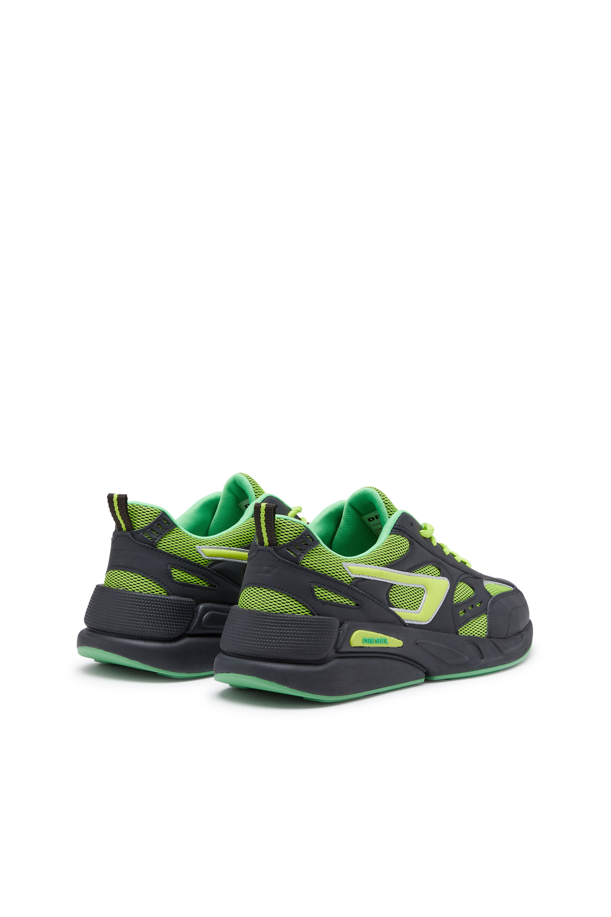 Diesel - S-SERENDIPITY SPORT, Male's フェイクレザー エアメッシュ スニーカー - S-Serendipity Sport in ブラック/グリーン - 3