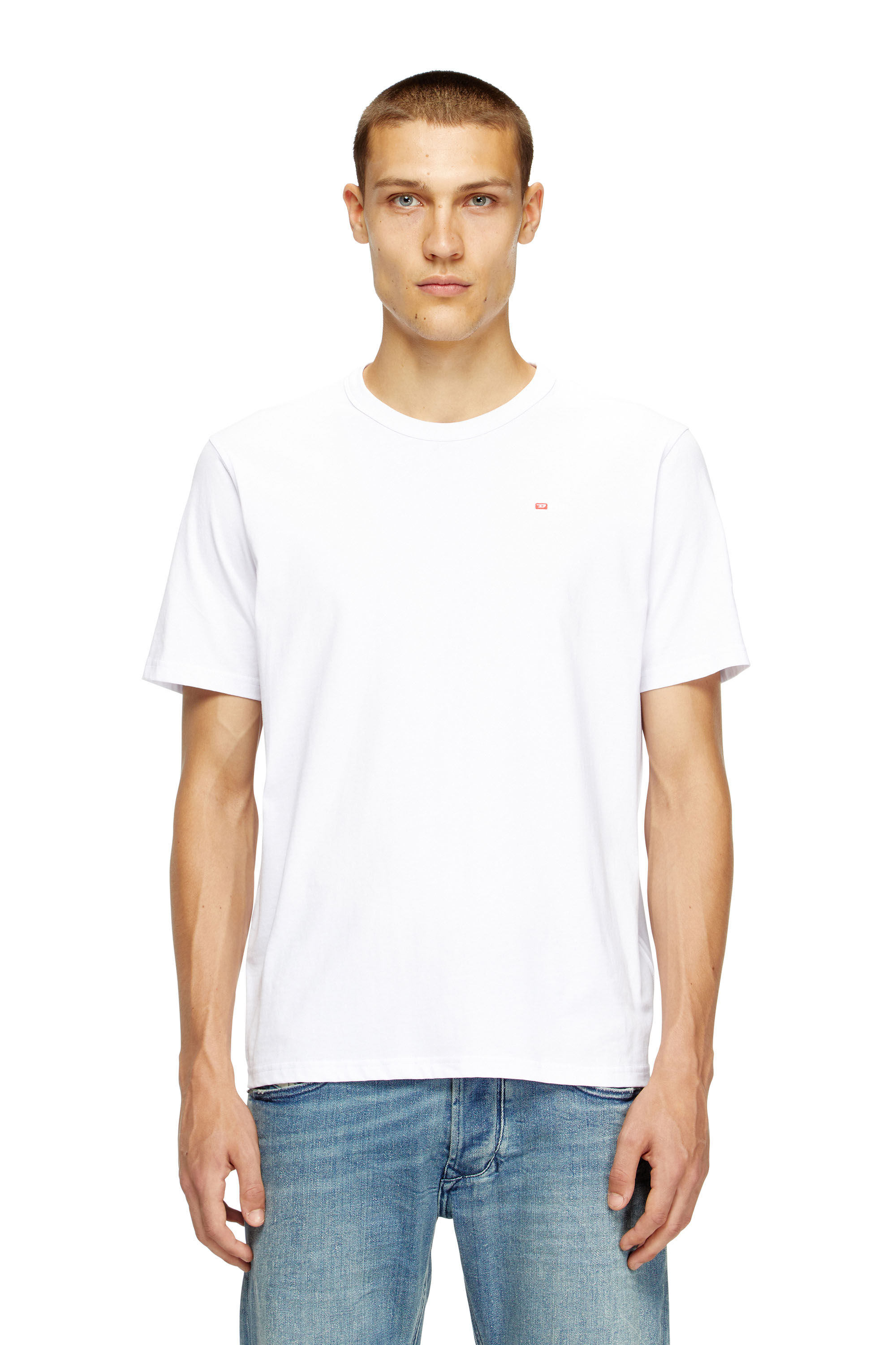 Diesel - T-ADJUST-MICRODIV, Unisex's T-shirt with micro-embroidered logo in ホワイト - 3
