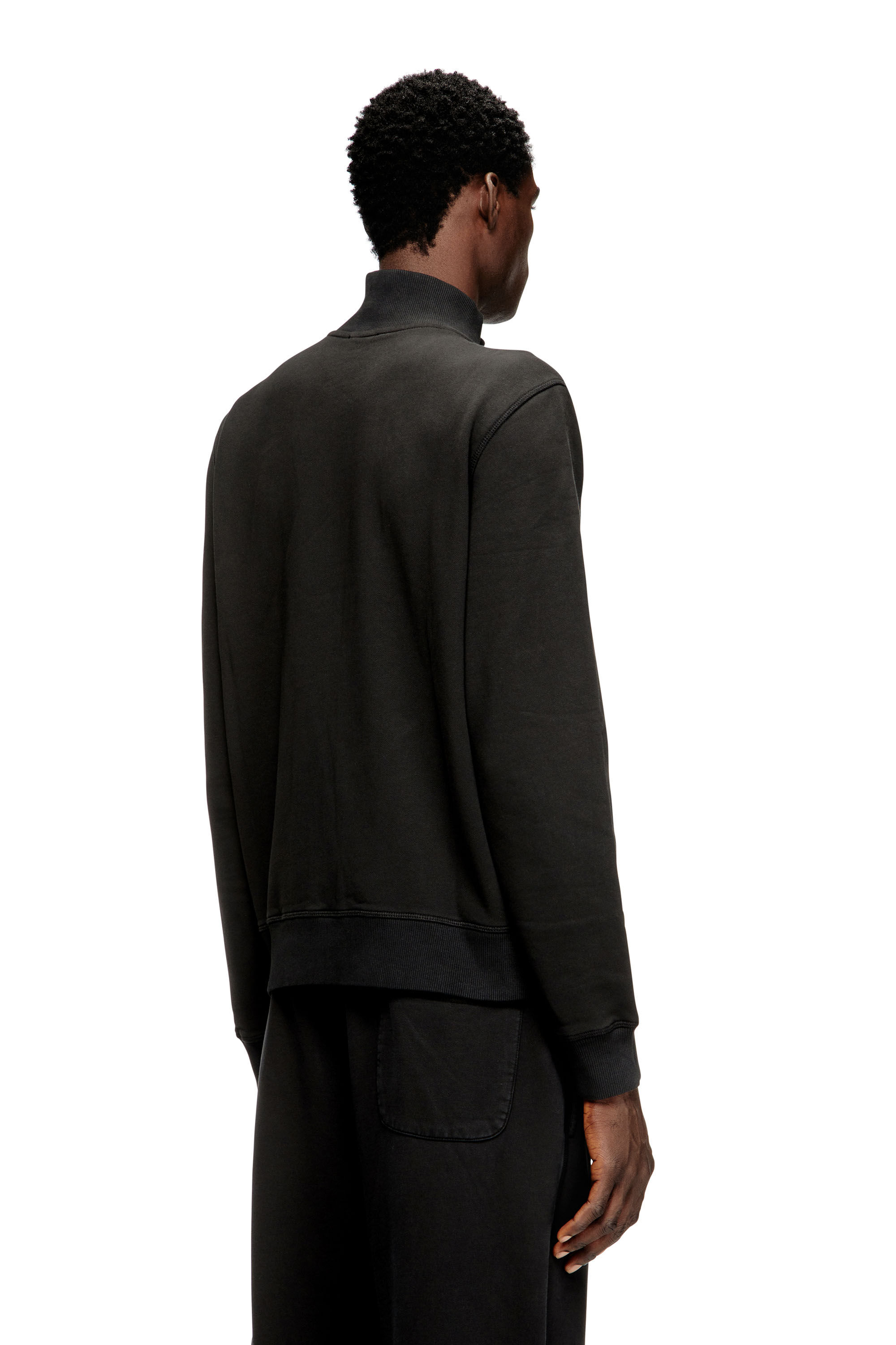 Diesel - S-GINN-ZIP-IOD, Male's Wweatshirt with mock neck and metallic Oval D in ブラック - 4