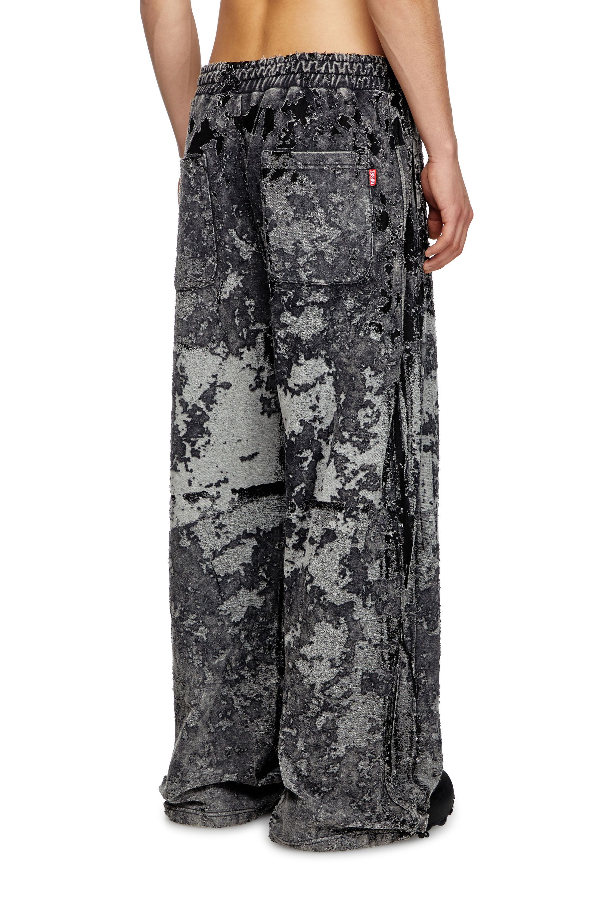Diesel - P-MARTIS-SHOW, Male's Burnout track pants with camo effect in ブラック - 2
