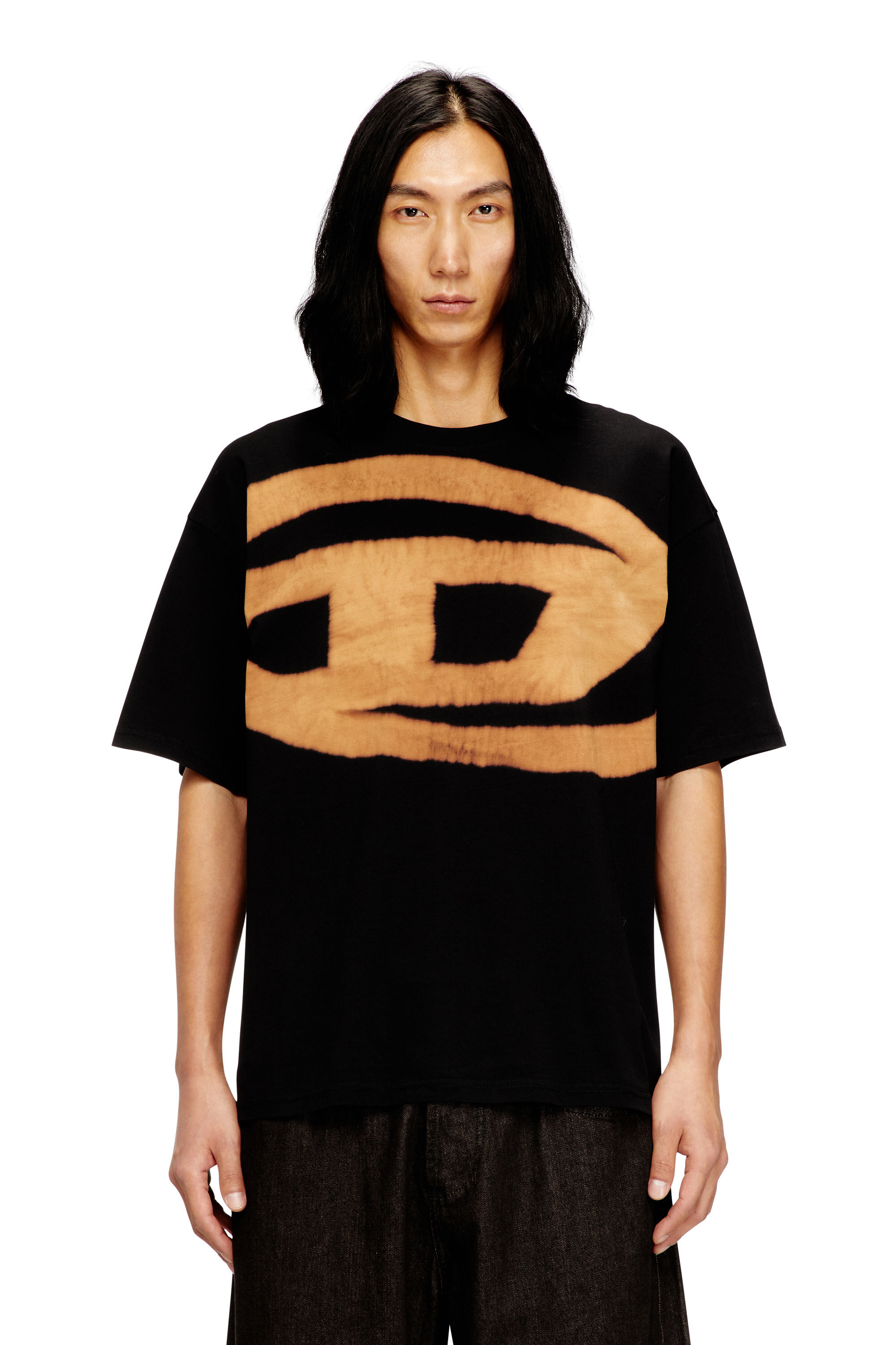 Diesel メンズ Tシャツ T-BOXT-BLEACH ブリーチ オーバルD ロゴ ヘビー