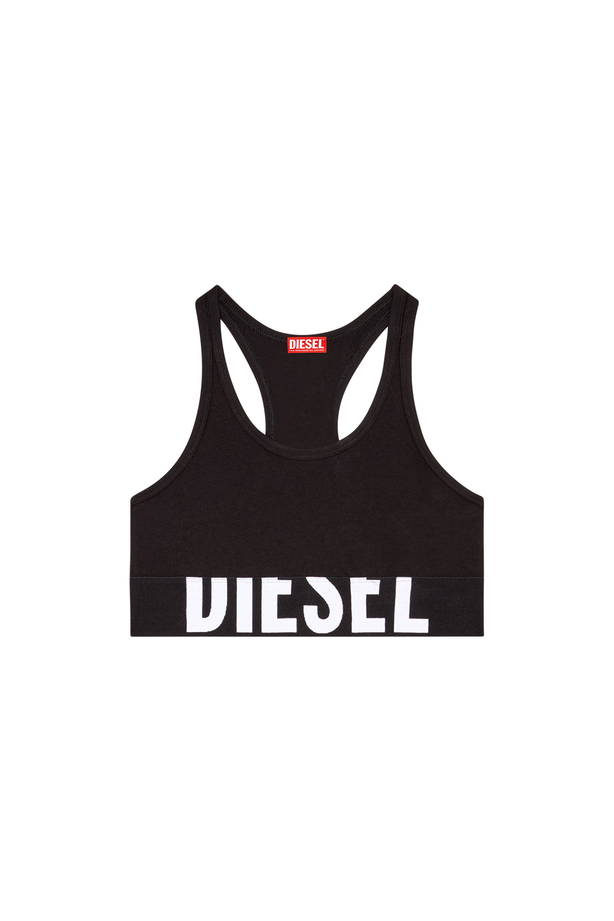 Diesel - UFSB-COTTON-RACE-BRALETTE-XL, Female's Sports bra with cut-off logo in ブラック - 2