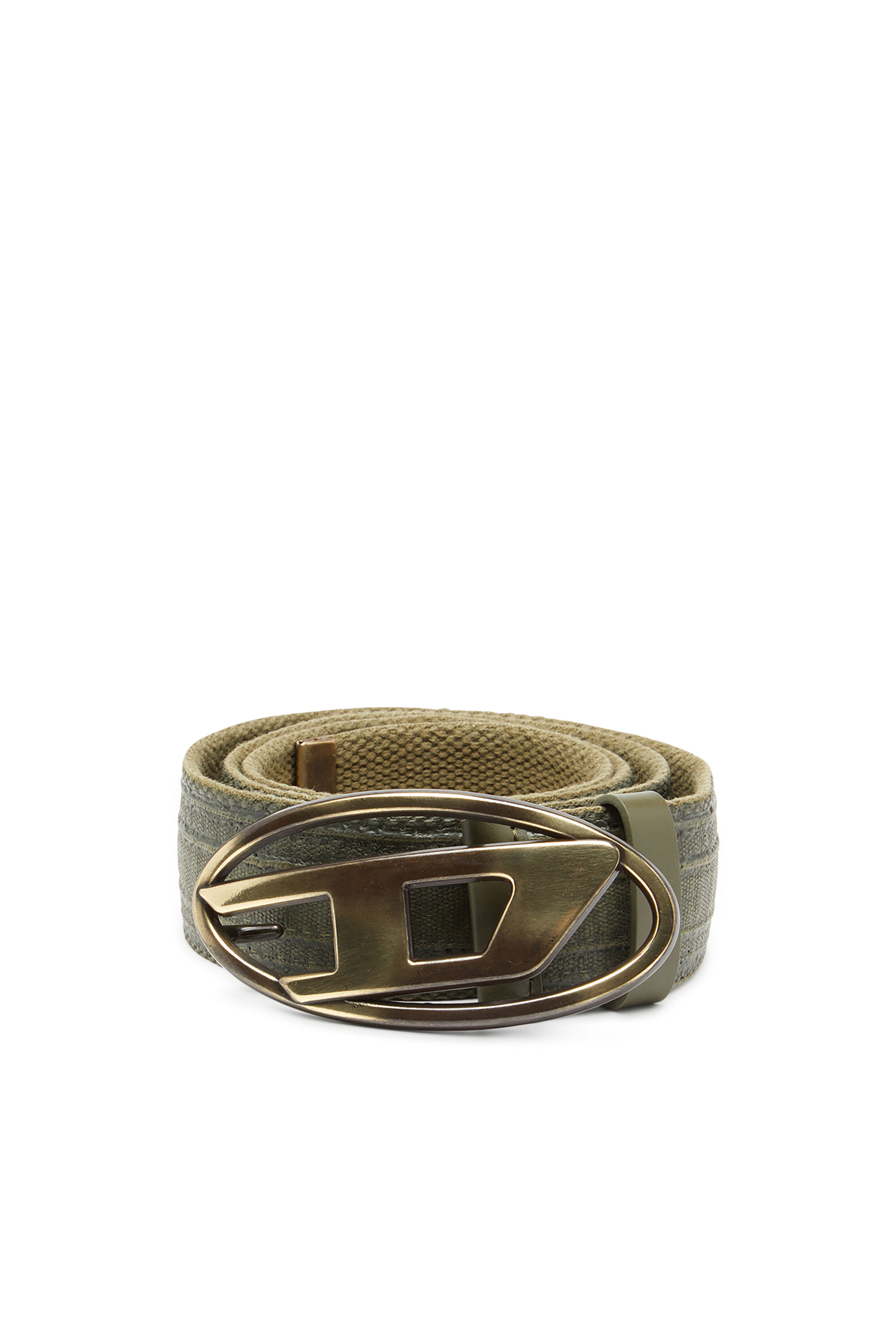 Diesel - B-1DR TAPE, Male's 4cm belt in waxed canvas in グリーン/ブルー - 1