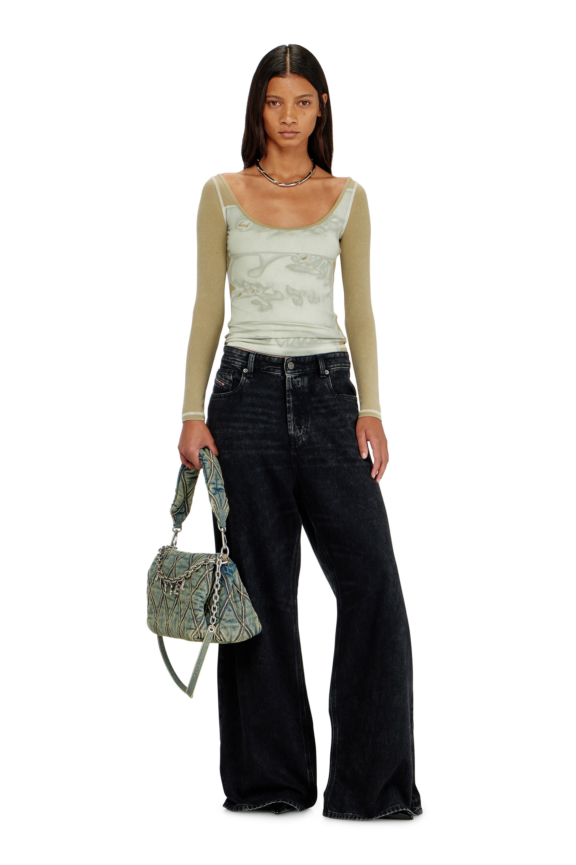Diesel - T-FANT, Female's 長袖トップ in グレー/ベージュ - 1