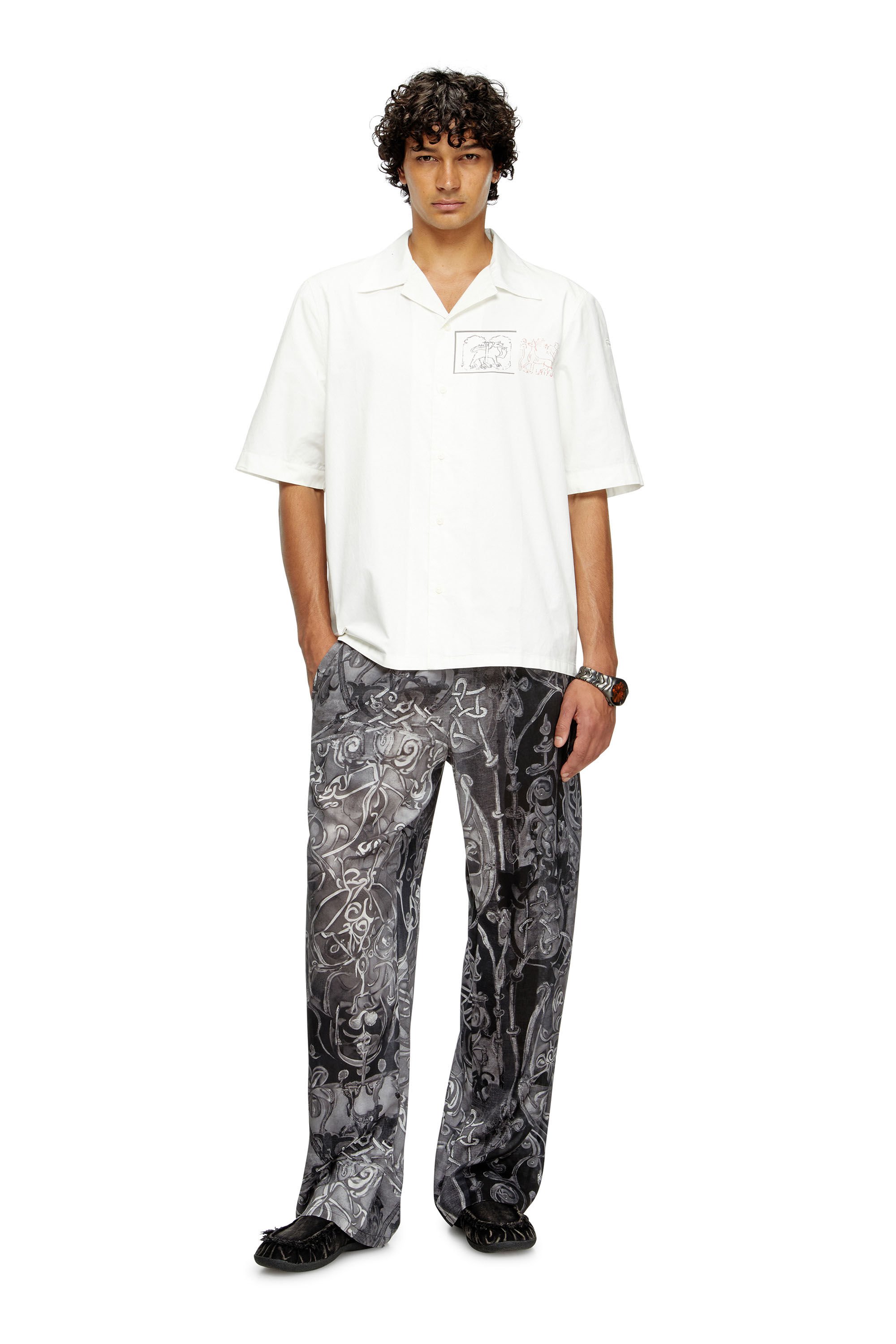 Diesel - S-BRACK-A-HGBS, Male's Shirt with sword print in ホワイト - 1