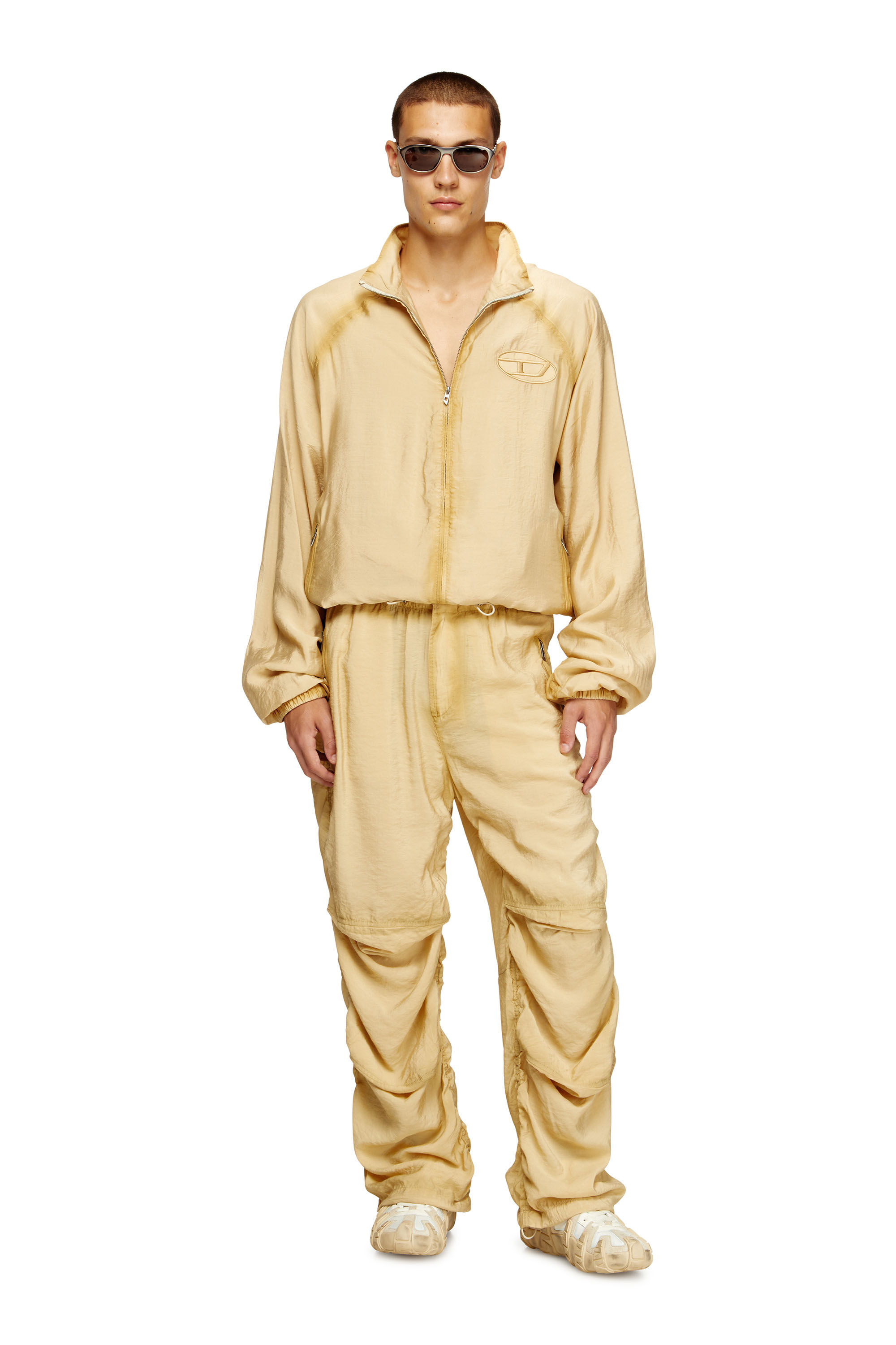 Diesel - J-HENRI-SOUVENIR, Male's Souvenir-style embroidered track jacket in ベージュ - 1
