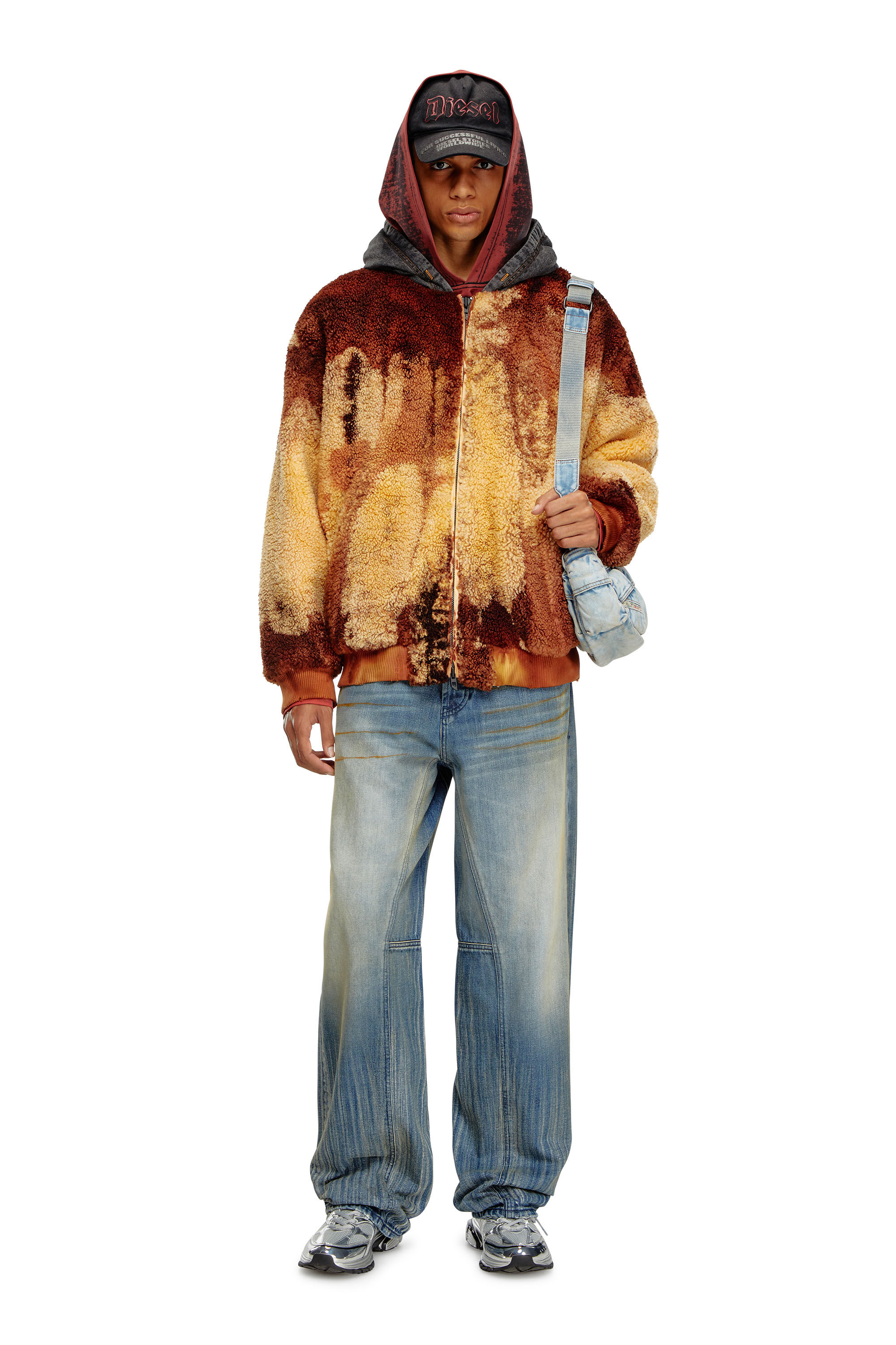 S-DEPLA Tie-dyed teddy jacket with denim hood｜マルチカラー｜メンズ｜DIESEL