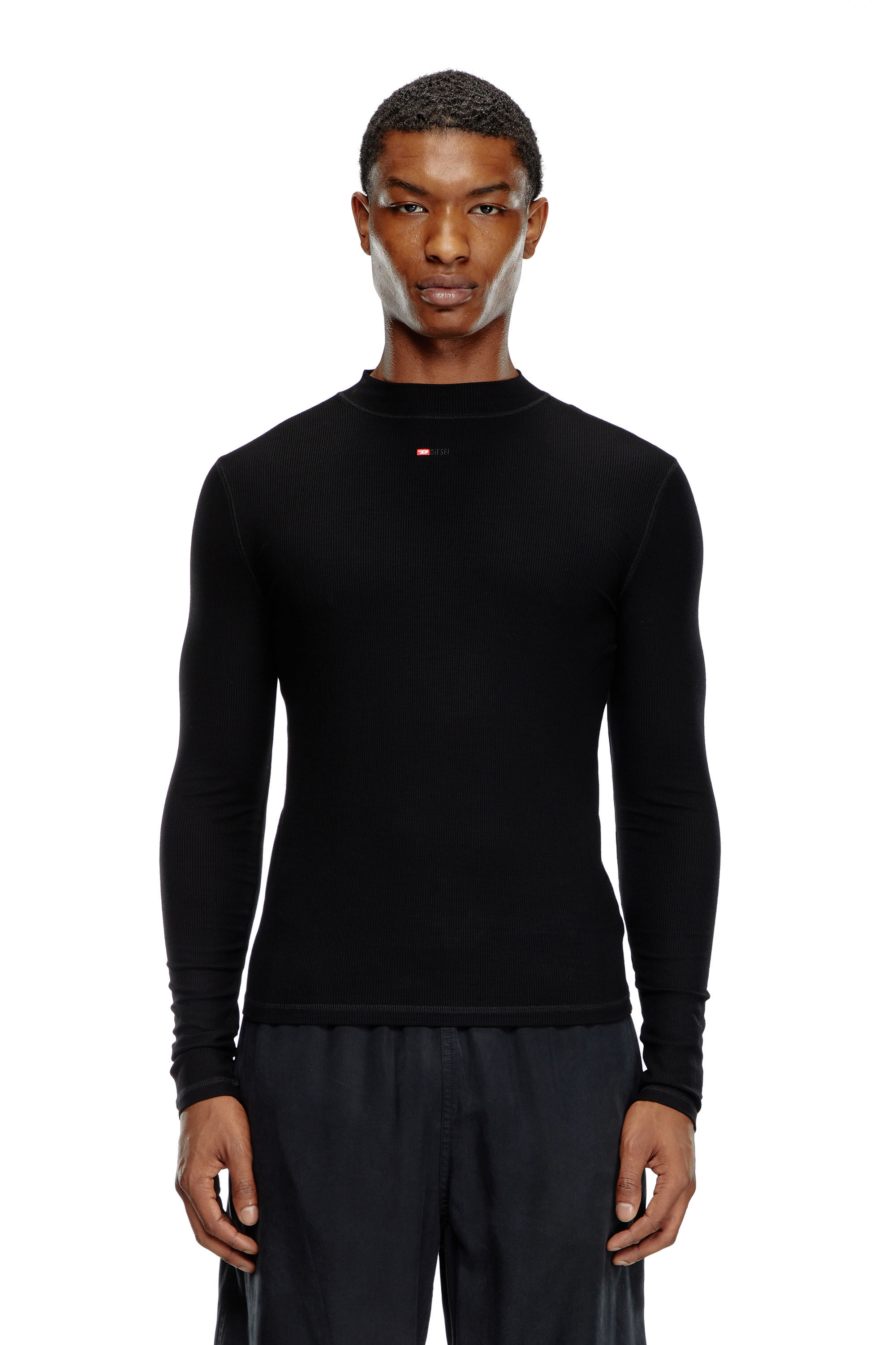 Diesel - T-MOKKY-LS-MICRODIV, Unisex's Mock-neck top with micro logo in ブラック - 3
