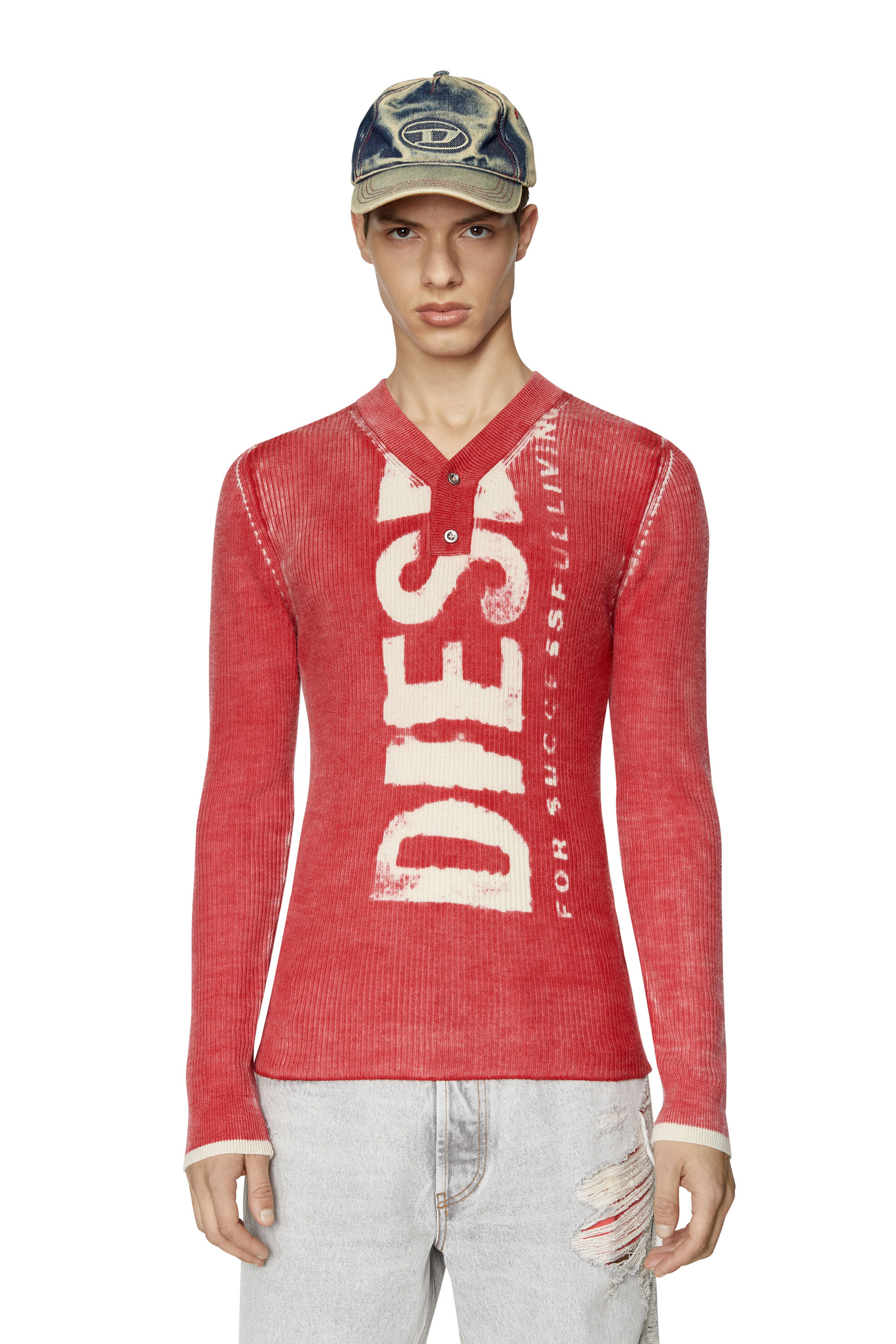 Diesel - K-ATULLUS, Male's ロゴ ニット in レッド - 3