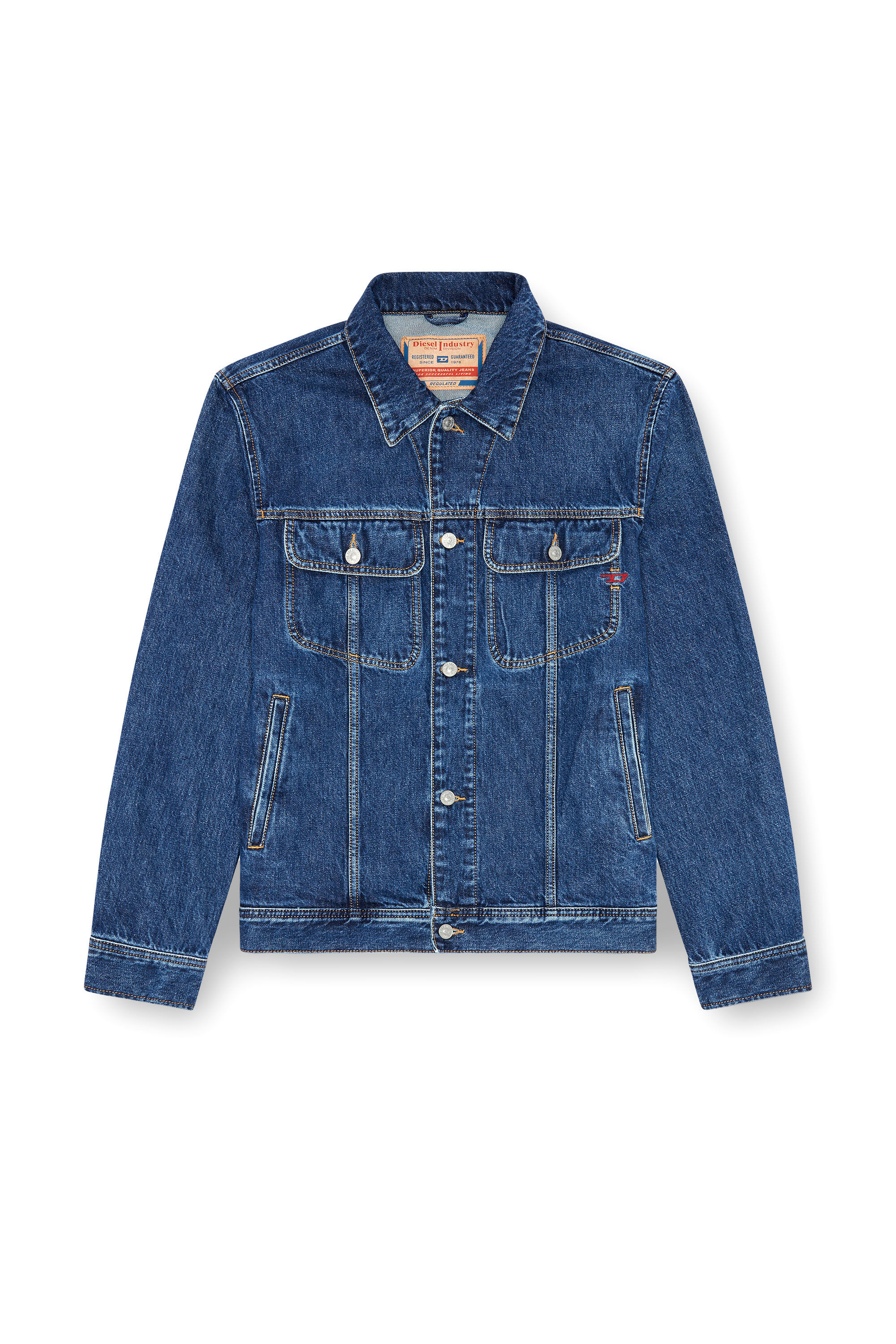Diesel - D-BARCY, Male's Regular-fit trucker jacket in ミディアムブルー - 2