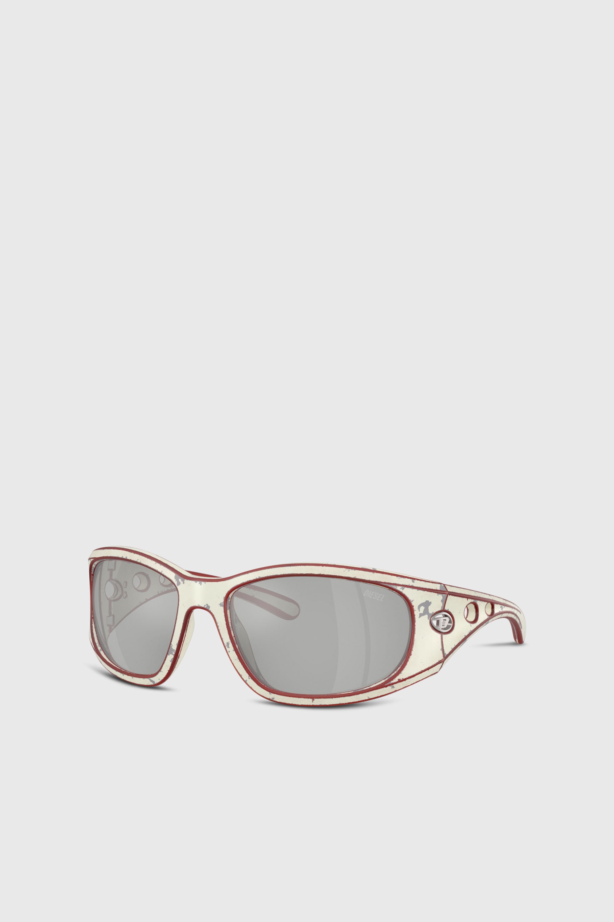 Diesel - 0DL3012U, Unisex's Rectangle sunglasses in イエロー/レッド - 4