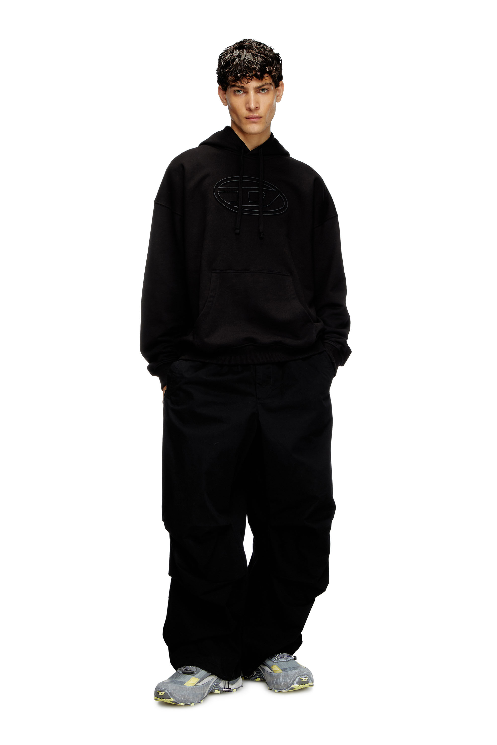 Diesel - S-UMMER-BIGOVAL, Male's Hoodie with embossed Oval D in ブラック - 1