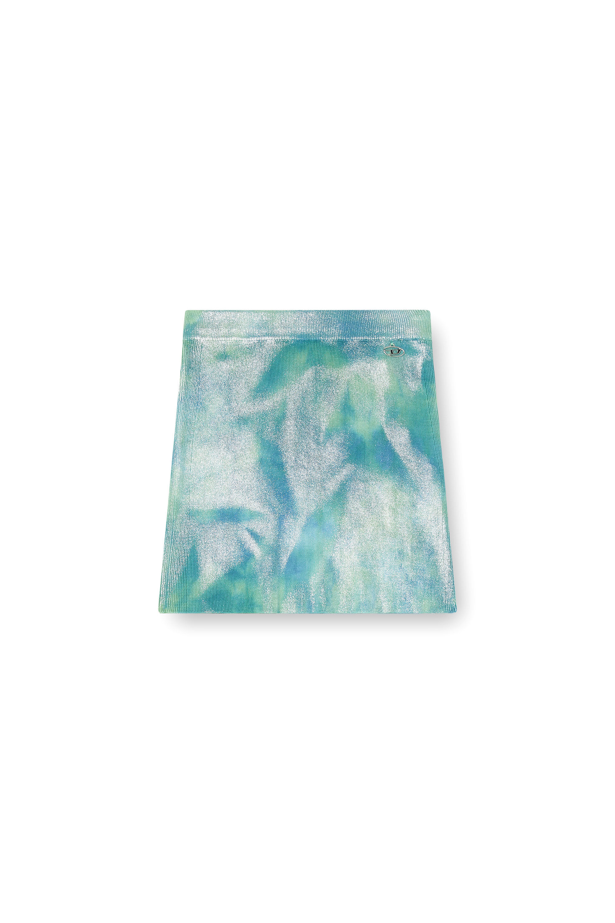 Diesel - M-ISI, Female's Metallic solarised ribbed-knit mini skirt in アジュール - 2