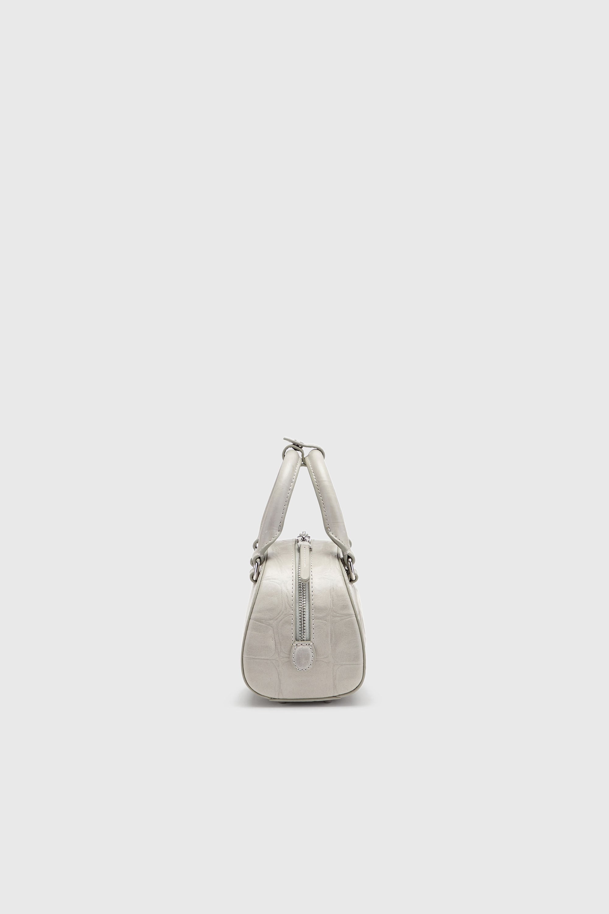 Diesel - 1DR DOME CROSSBODY, Female's 1DR Dome-Small bowling bag in croc-effect leather in グレー - 4