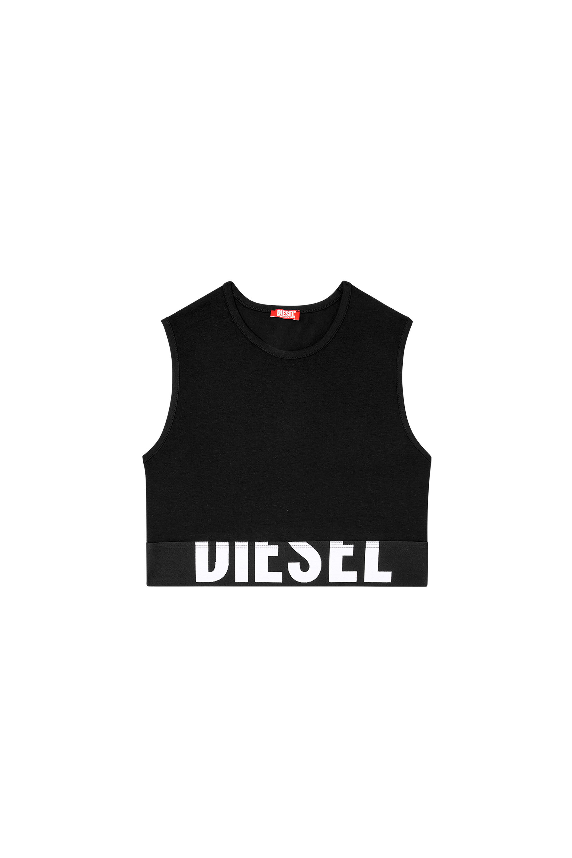 ADA-D-POP Cropped tank top with cut-off logo｜ブラック
