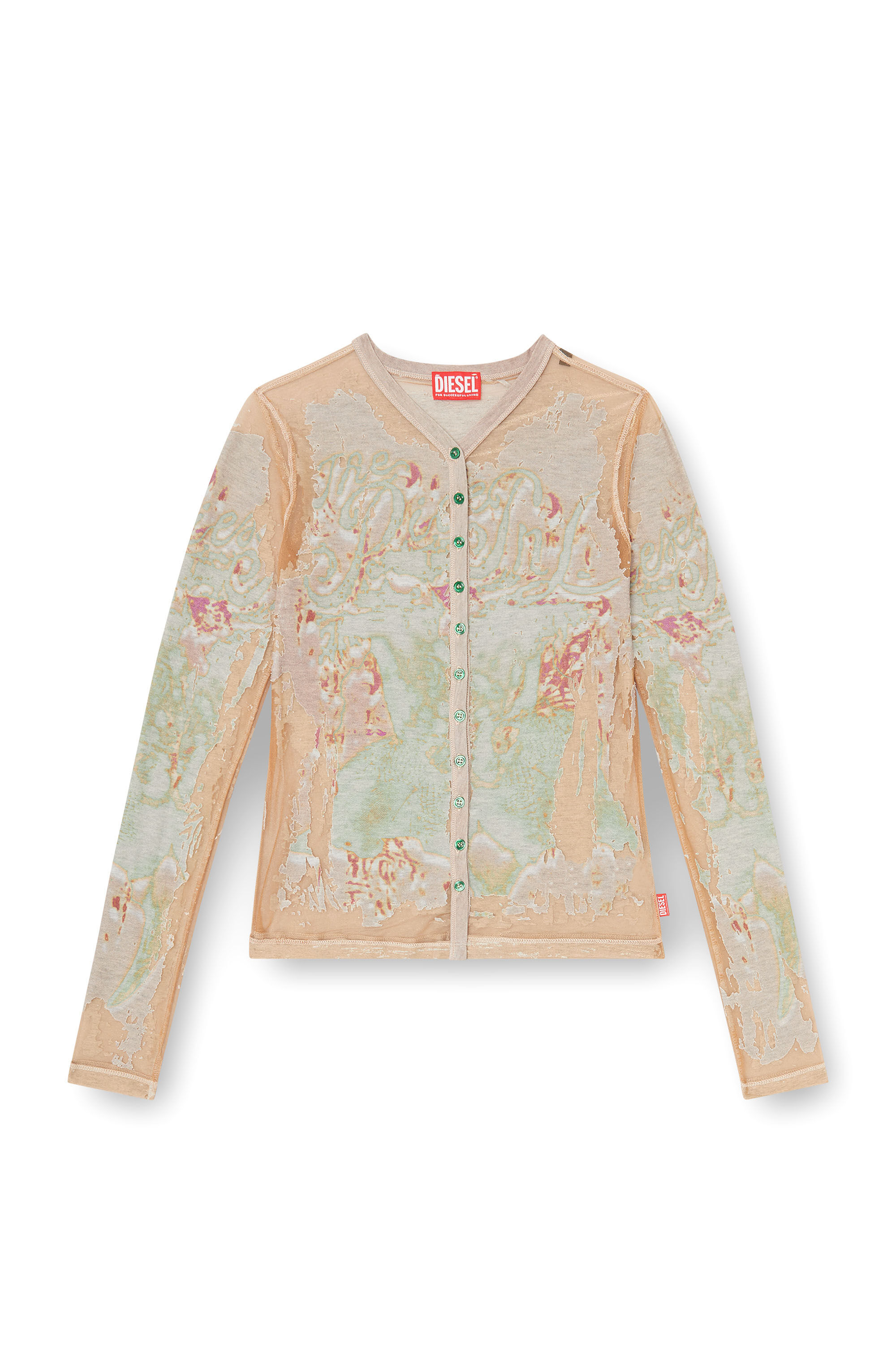 Diesel - T-GABRY, Female's Cardigan top in printed devor&eacute; jersey in ライトブラウン - 2