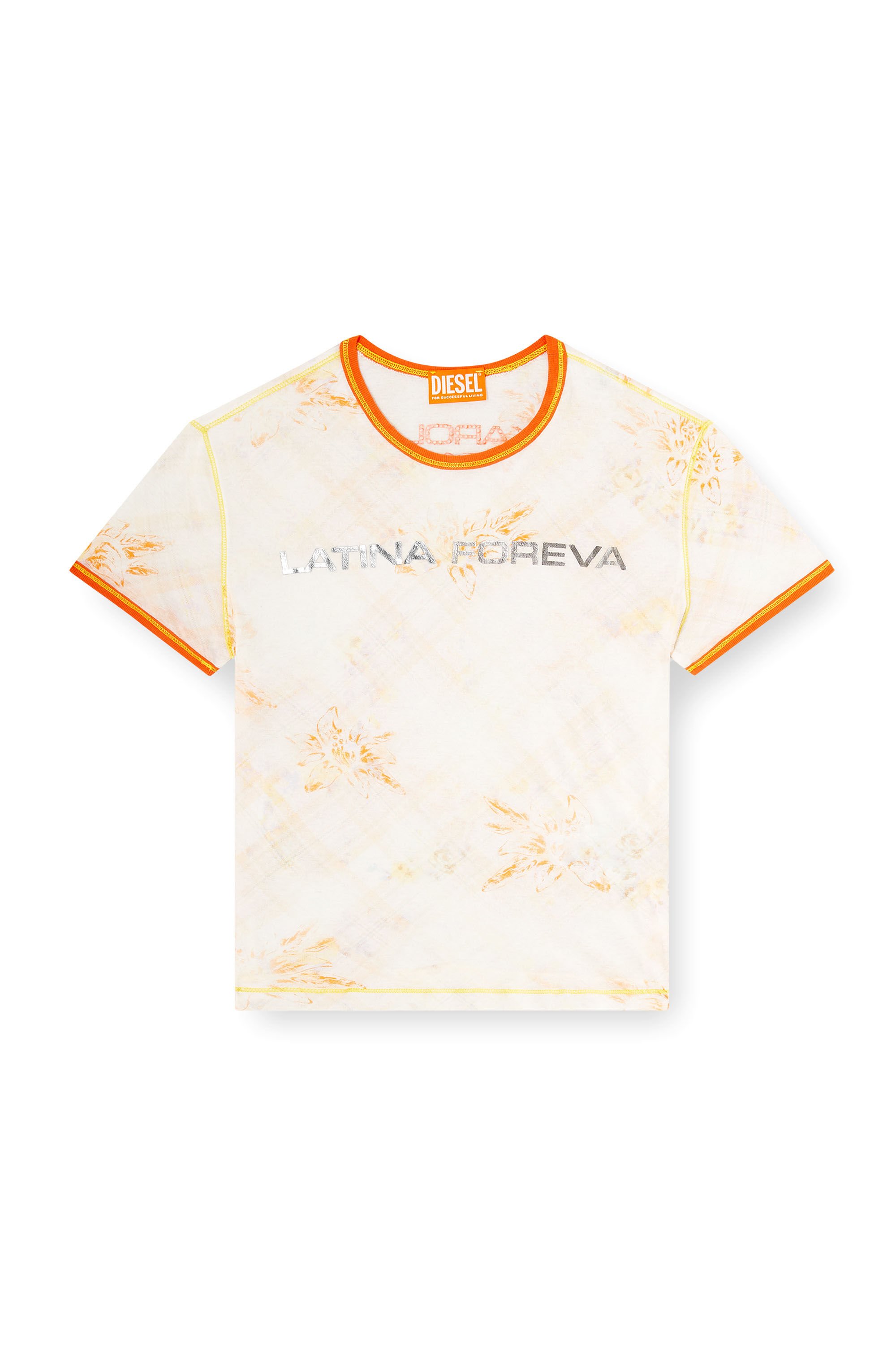 Diesel - T-UNCUTIE-KG, Female's T-shirt with Latina Foreva print in ホワイト/オレンジ - 4