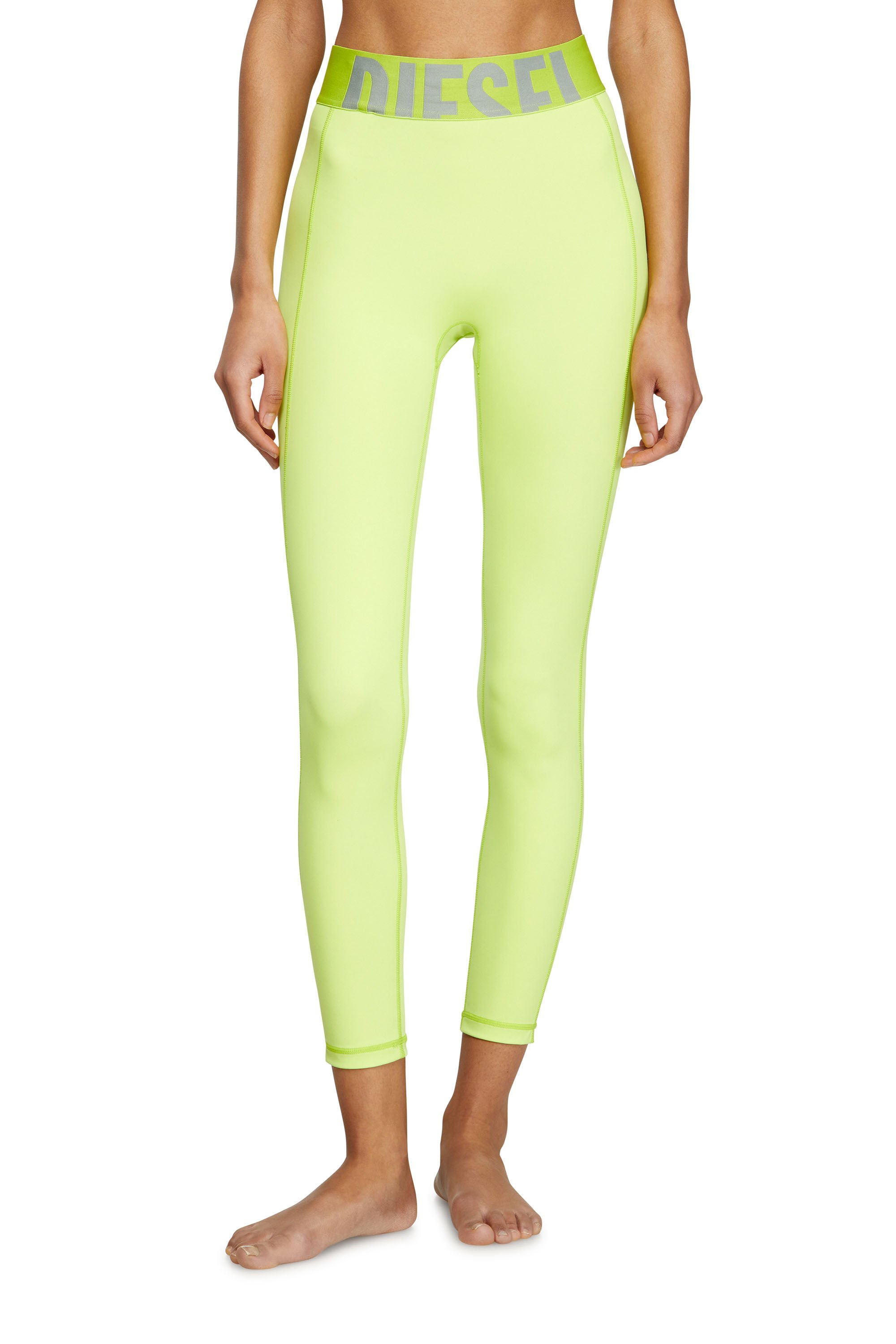 Diesel - ADELINE-D-POP, Female's Microfibre leggings with cut-off logo in 蛍光グリーン - 3