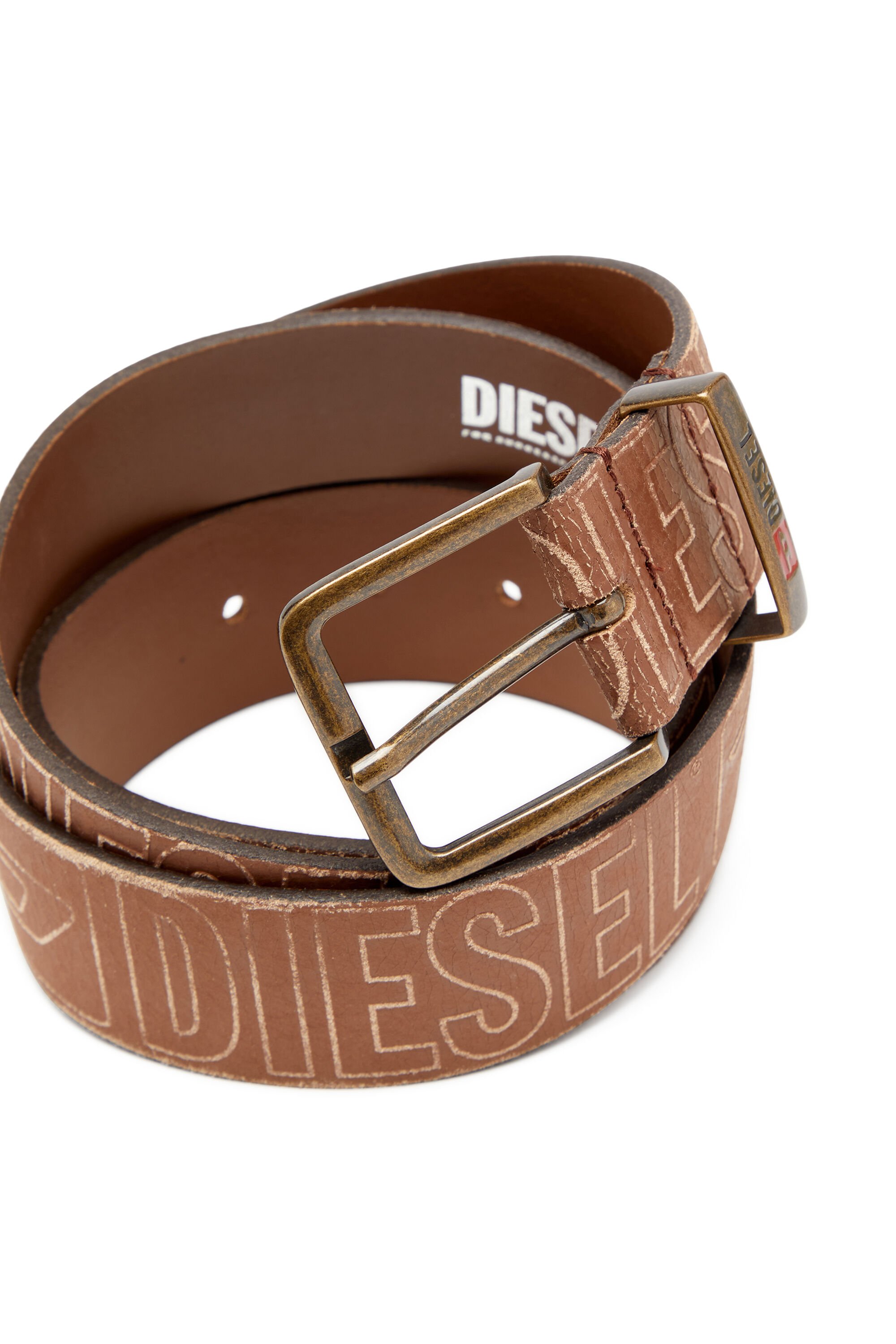 Diesel - B-BISCOTTO OUTLINE, Male's レザーベルト in ブラウン - 3