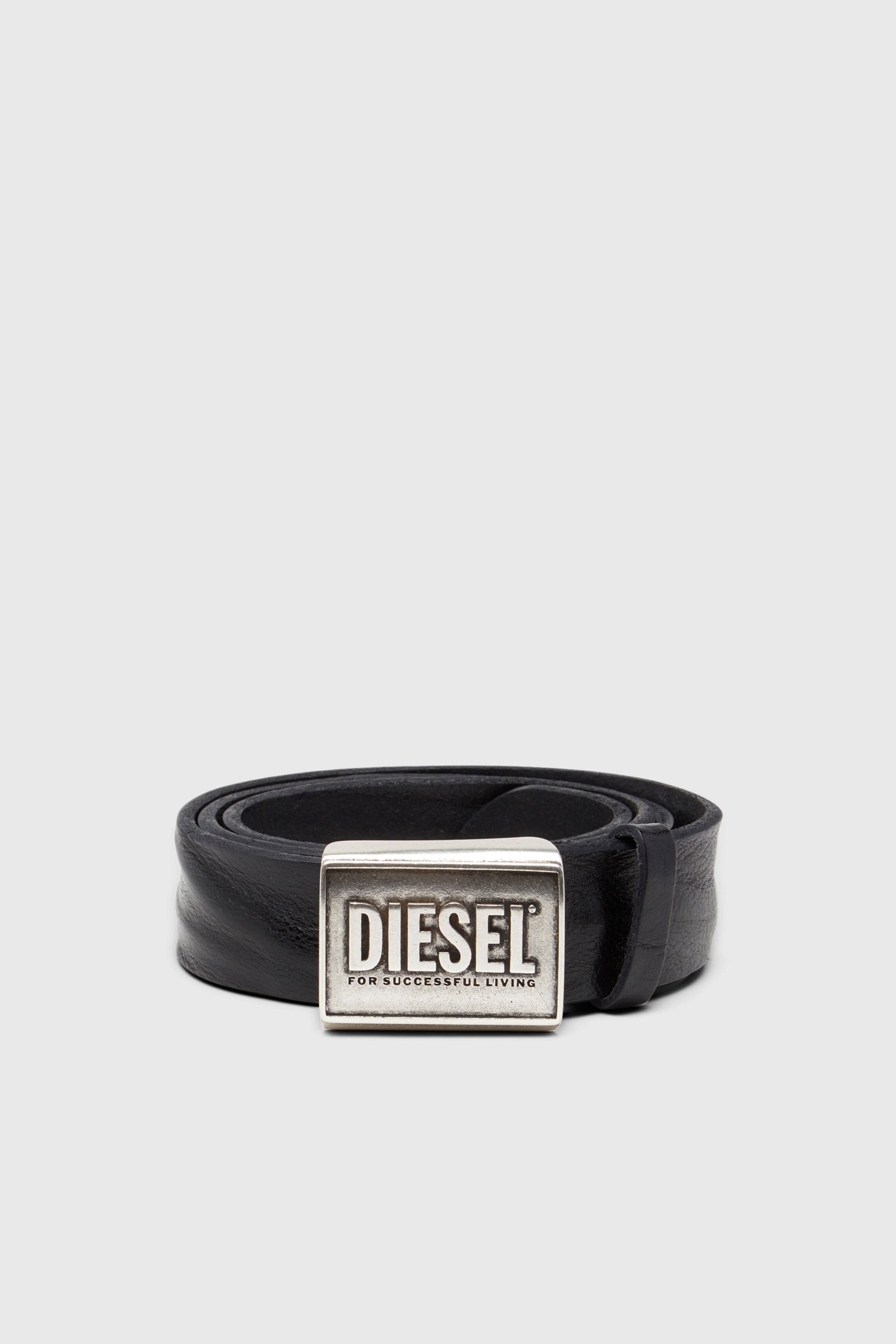 Diesel - B-METAL BISCOTTO, Male's レザーベルト in ブラック - 1