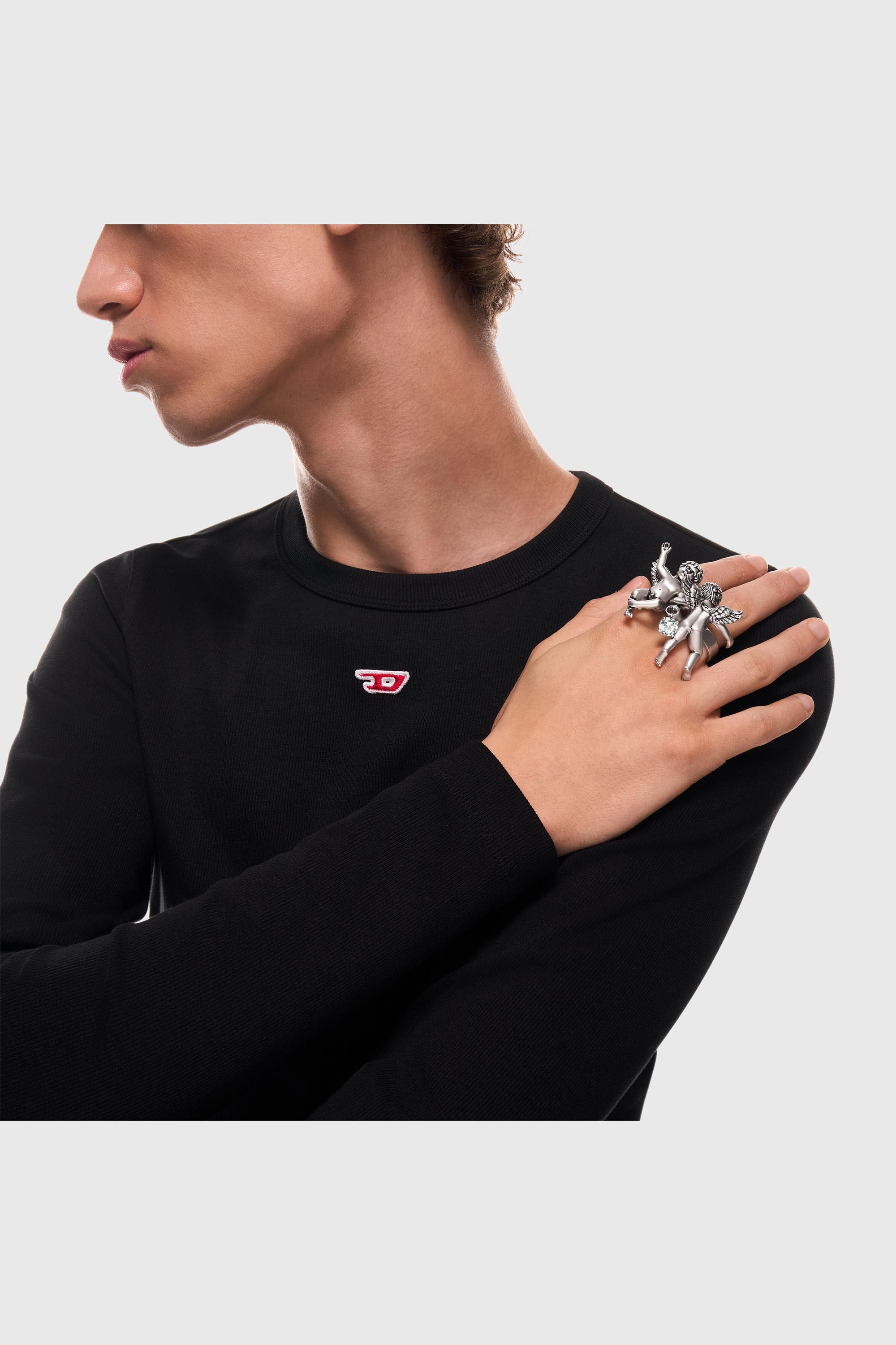 Diesel - DX1752040, Unisex's Silver-tone angels multi-finger ring in シルバー - 4