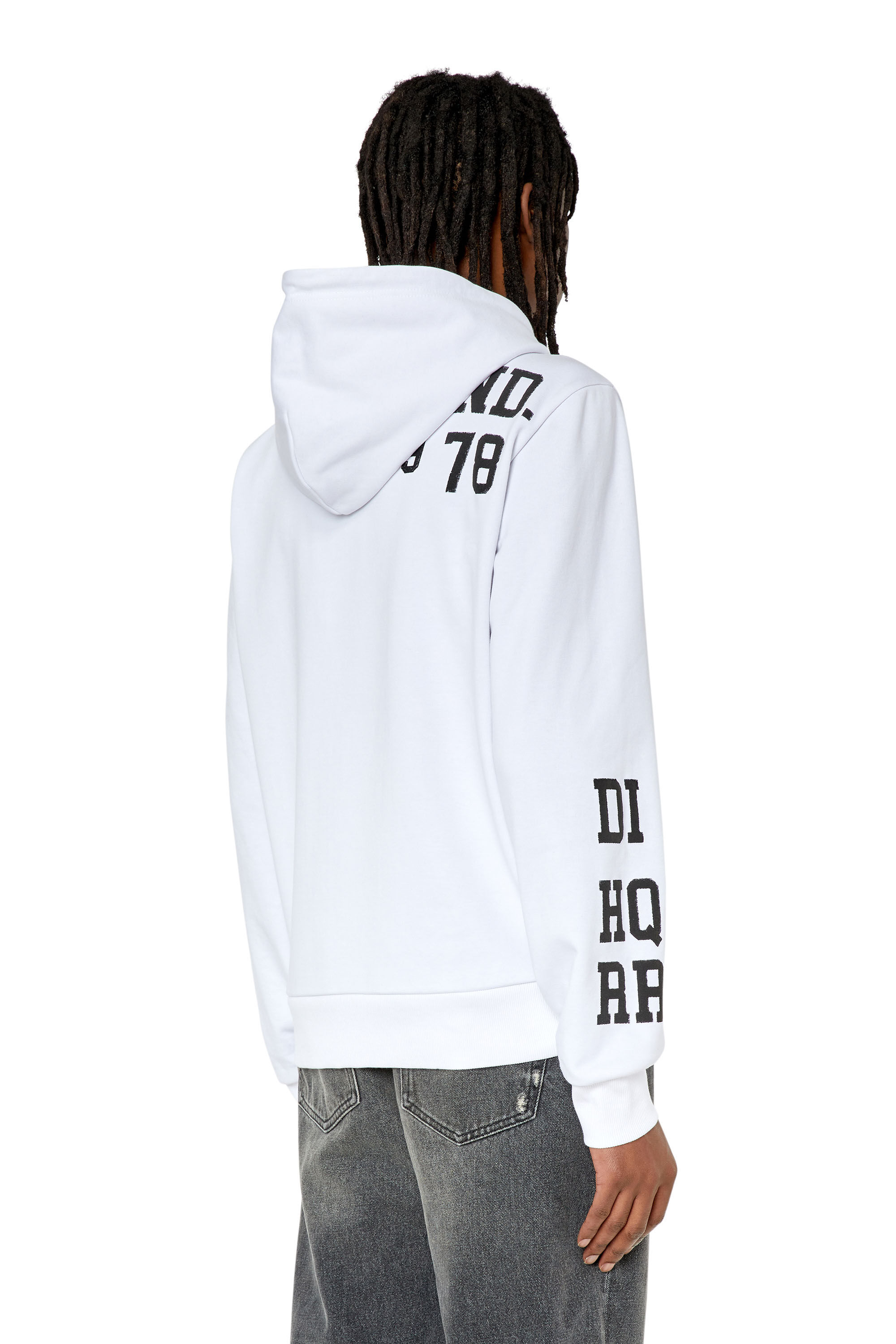 Diesel - S-GINN-HOOD-ZIP-K7, Male's スウェット フーディー パーカー パフプリント in ホワイト - 5