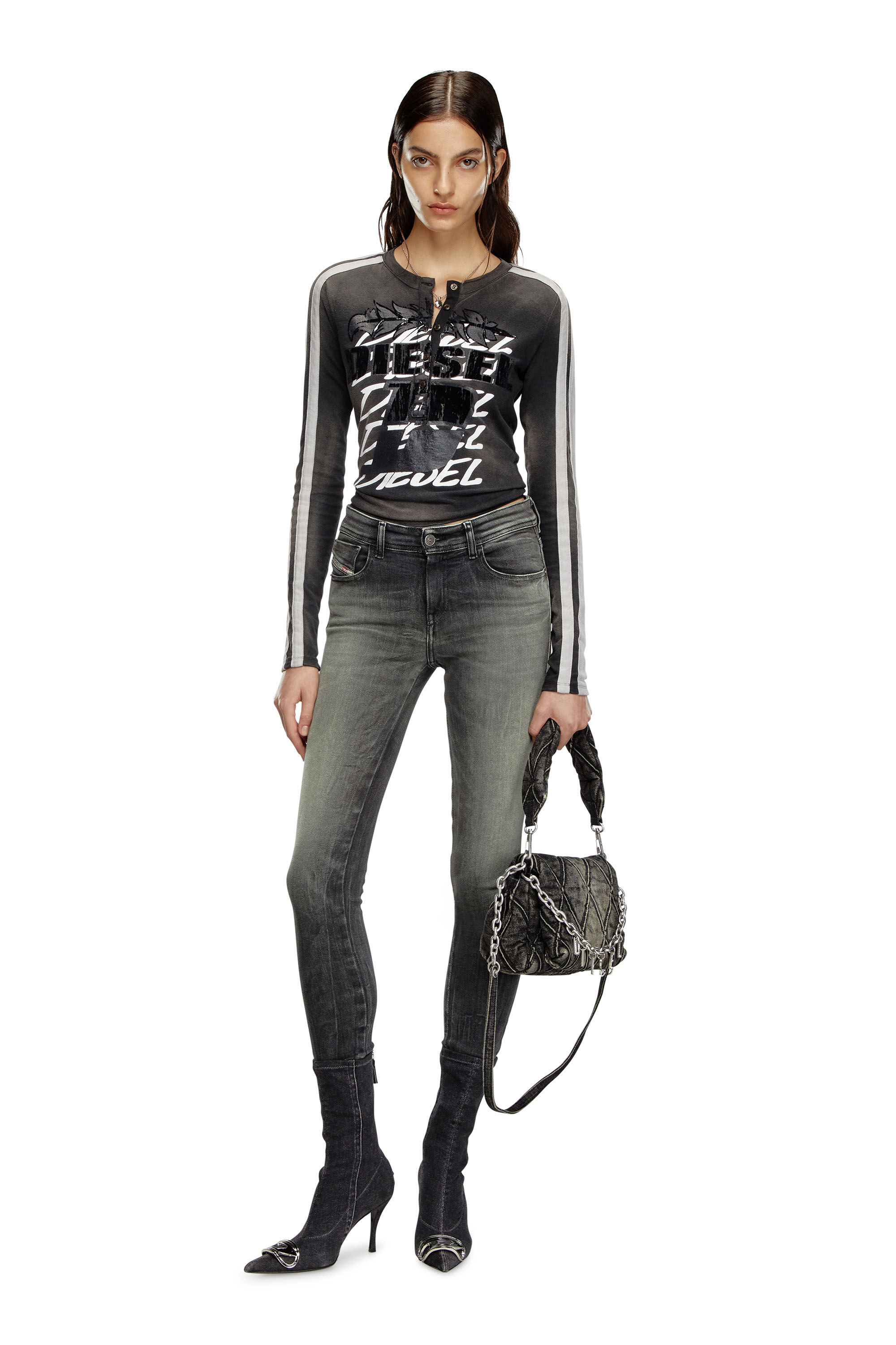 Diesel - Female's Skinny Jeans 2017 Slandy 09J08, ブラック/ダークグレー - 1