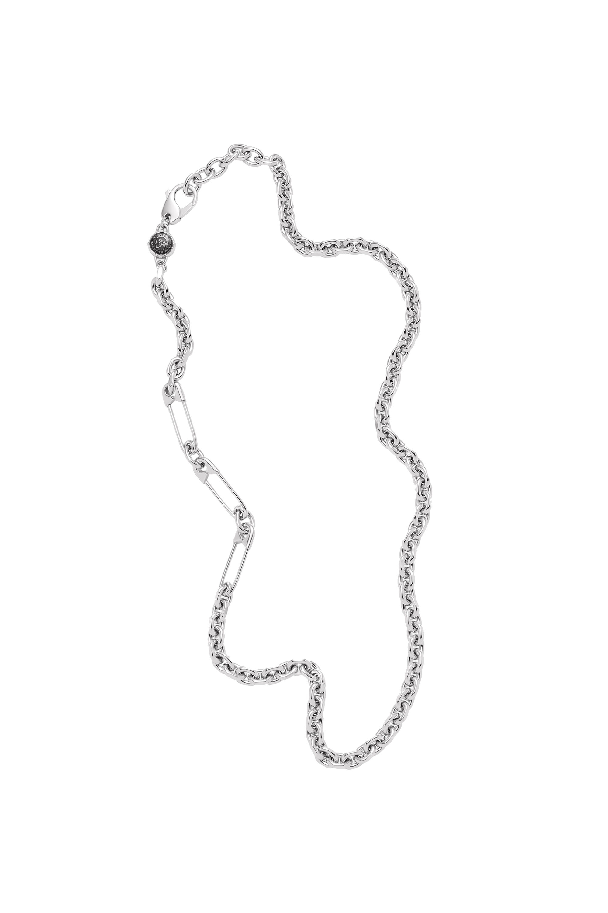 Diesel - DX1303, Male's Stainless steel chain-link and safety pin necklace in シルバー - 1